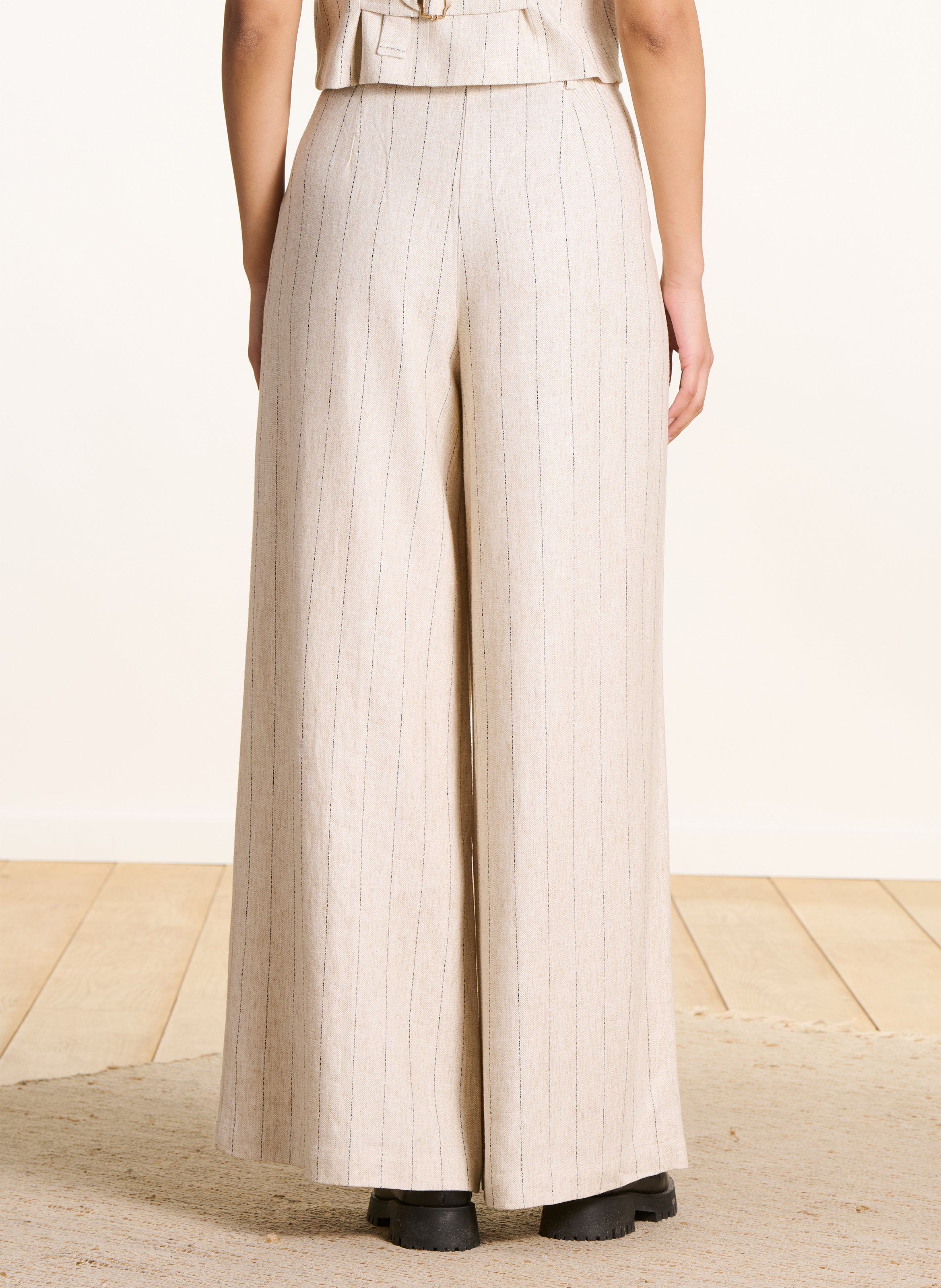 Wide-leg Striped Trousers LA FEE MARABOUTEE Beige