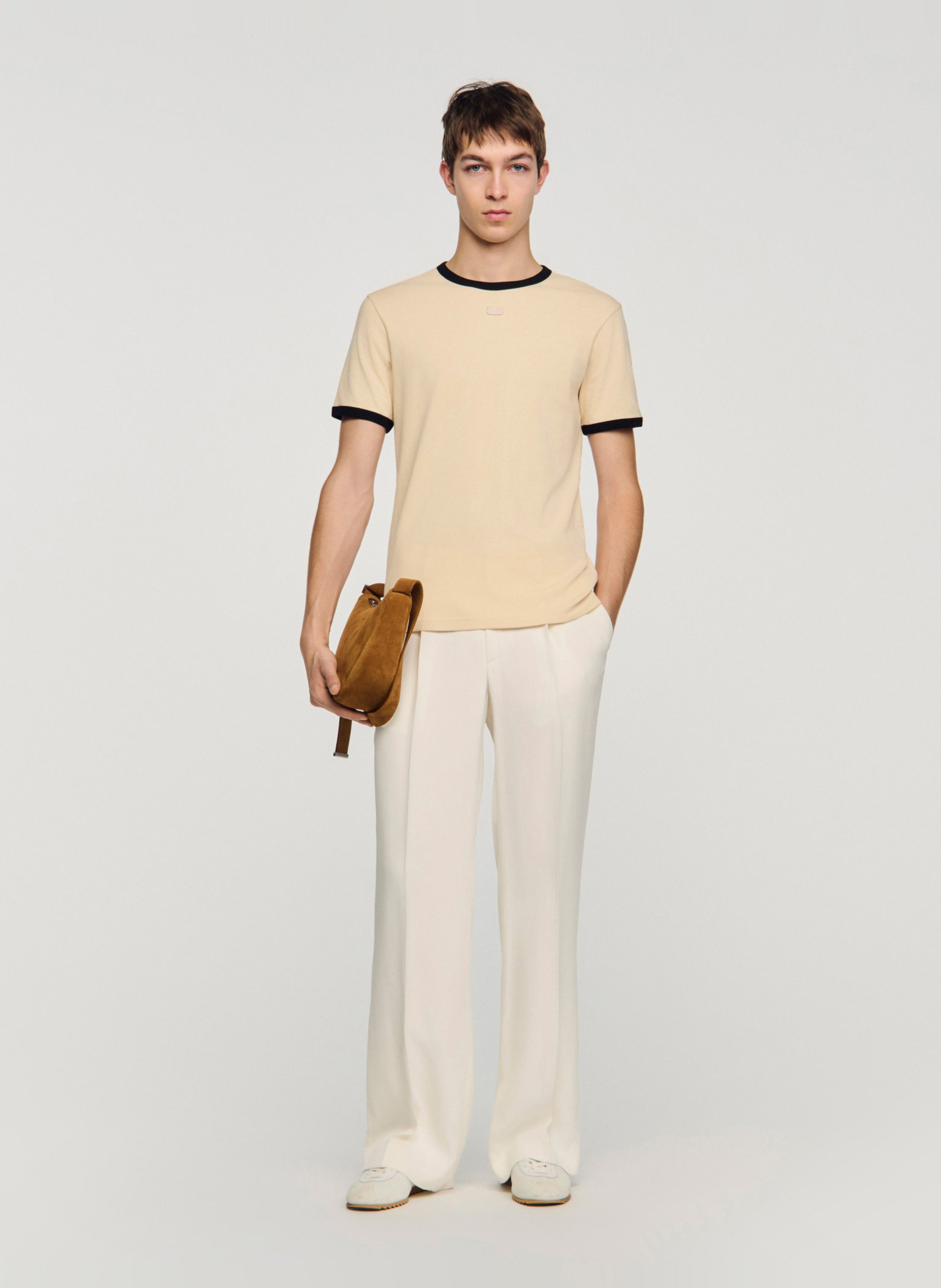 Tee-shirt droit en coton SANDRO Beige