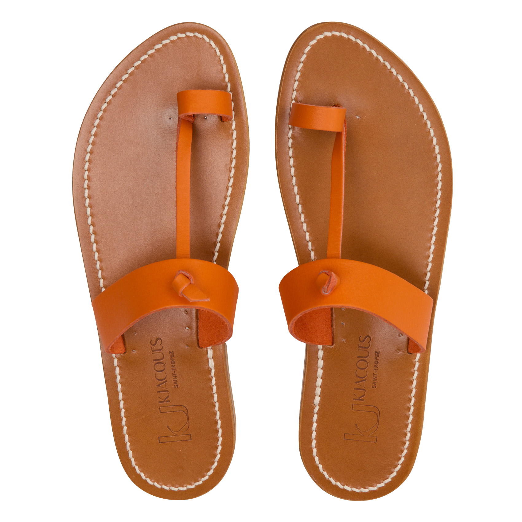 Mules plates en cuir K JACQUES Orange