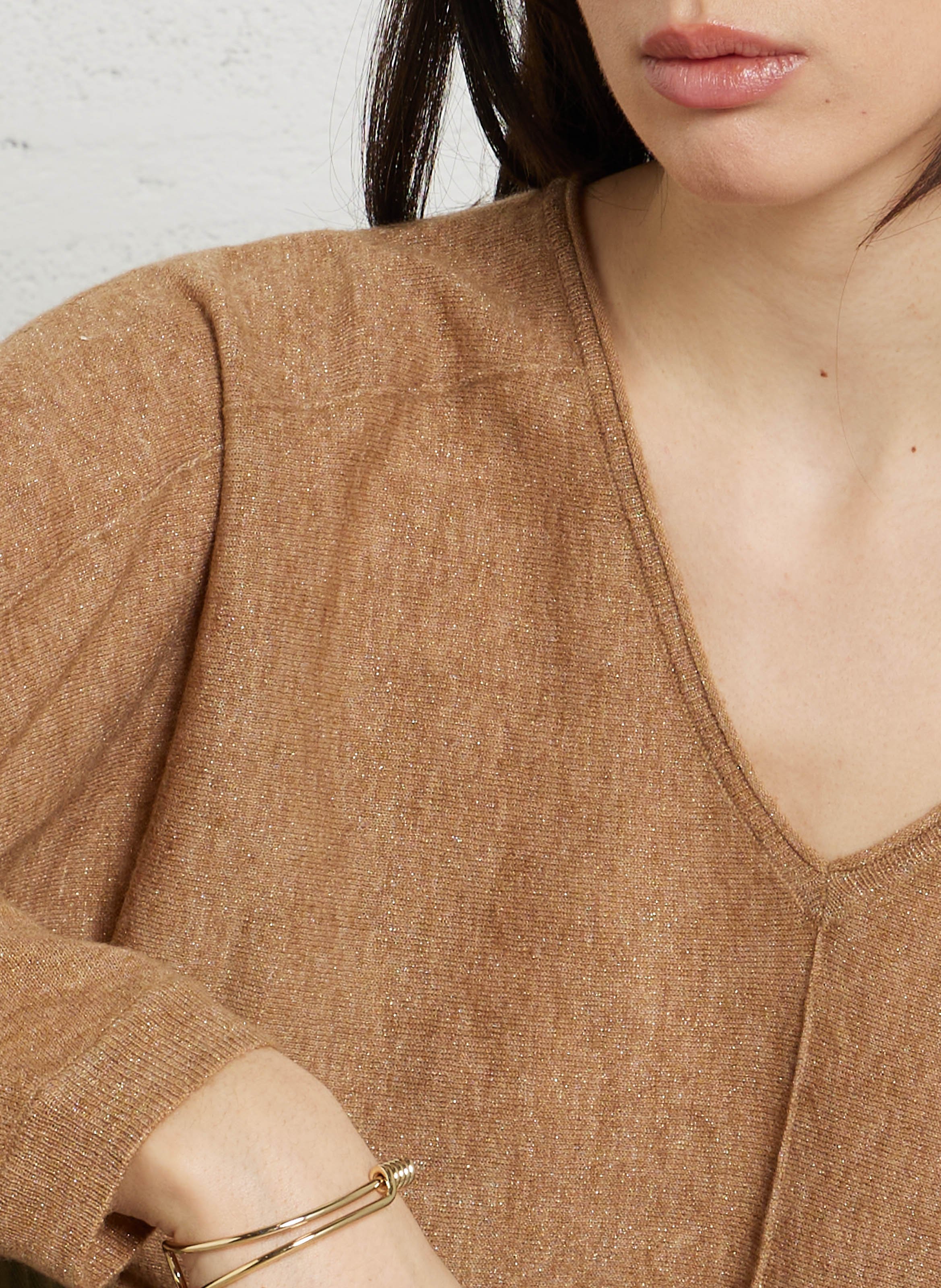 Pull ample col V en laine mélangée MAISON 123 Beige