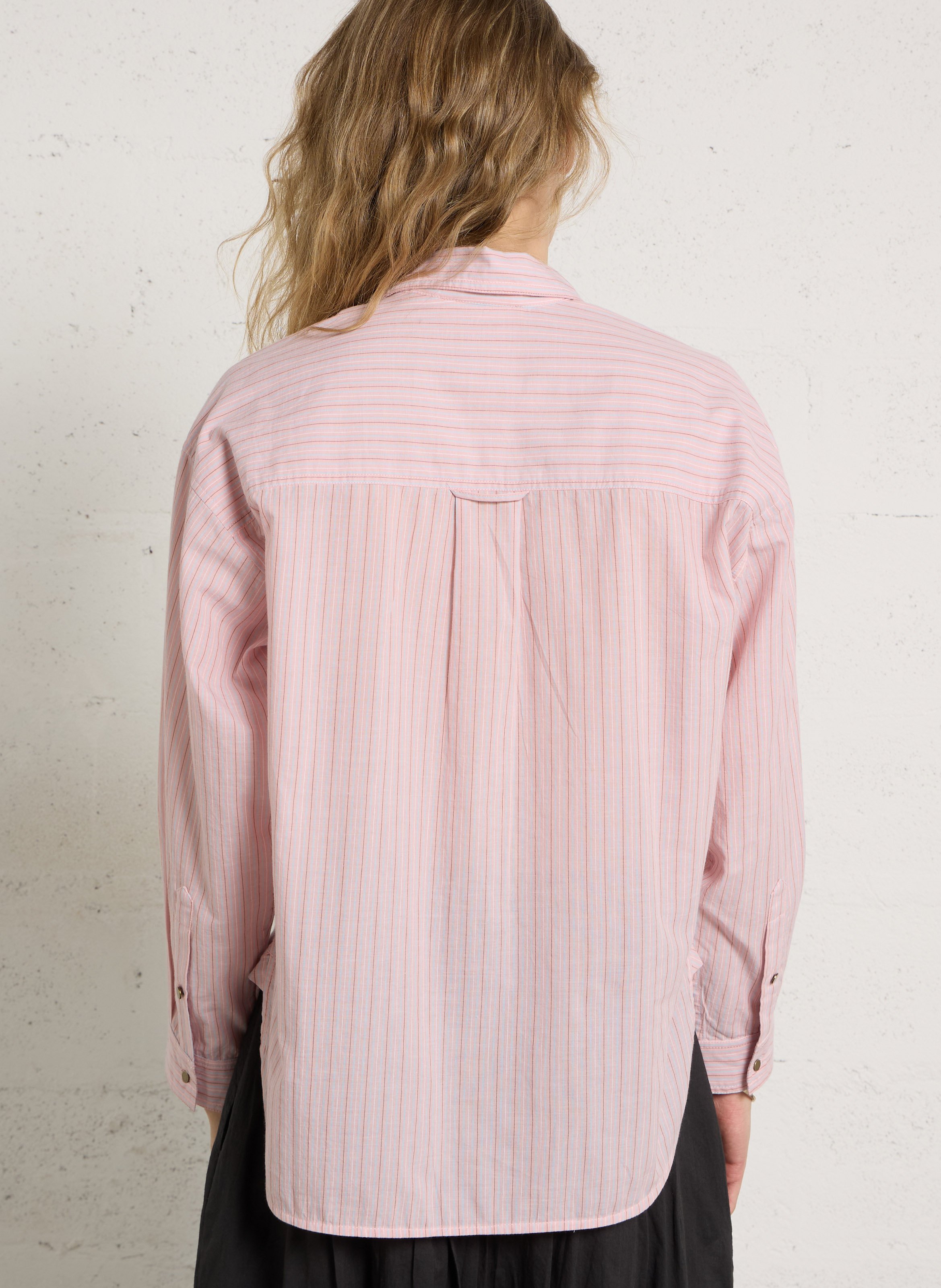 Weite Bluse mit klassischem Kragen aus Bio-Baumwolle LEON & HARPER Rosa