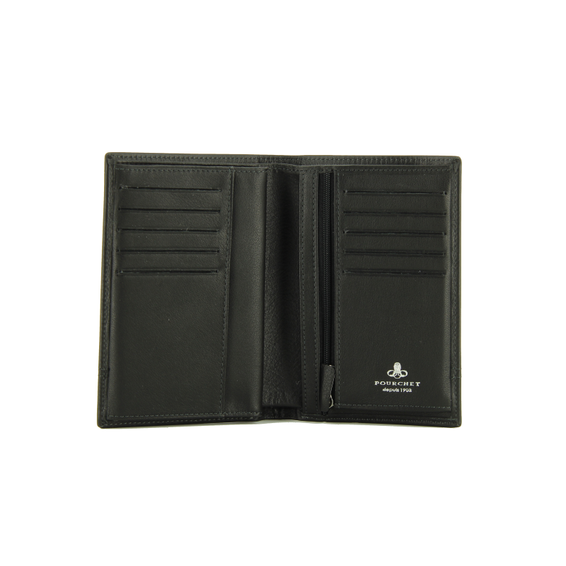 Calfskin leather credit-card holder POURCHET Black