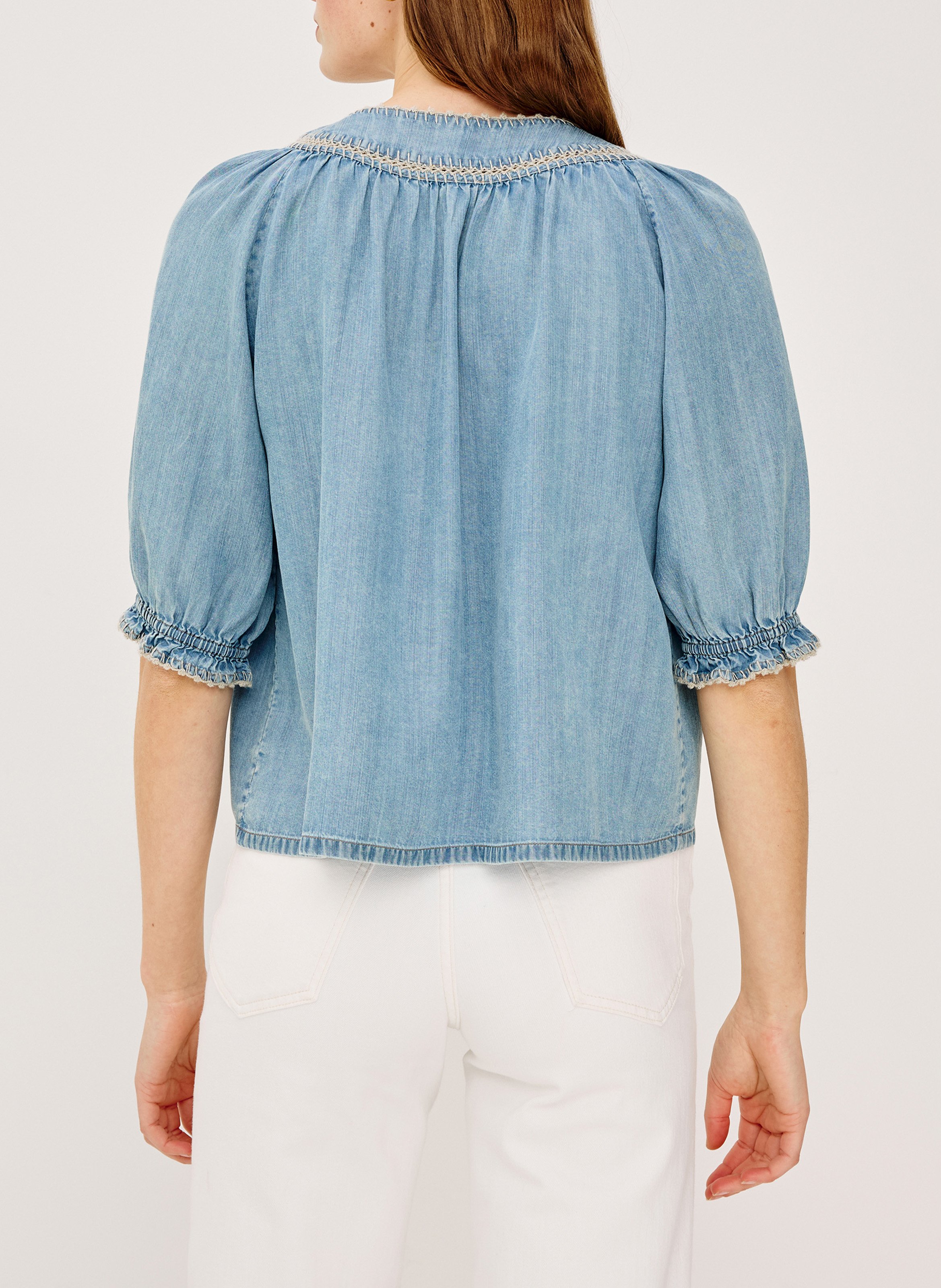 Loose short-sleeve denim blouse RAILS Blue