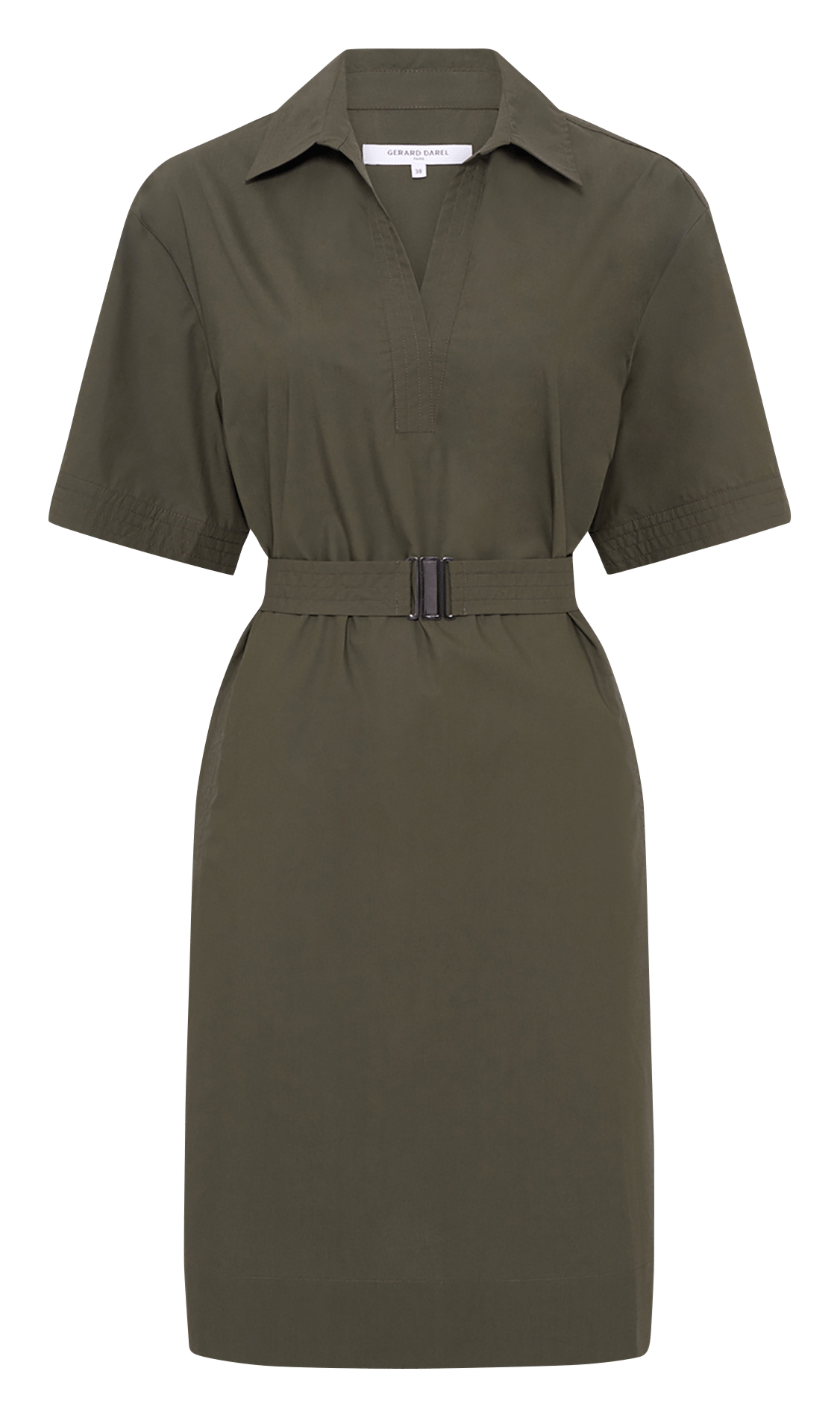 Robe courte droite unie en coton GERARD DAREL Kaki