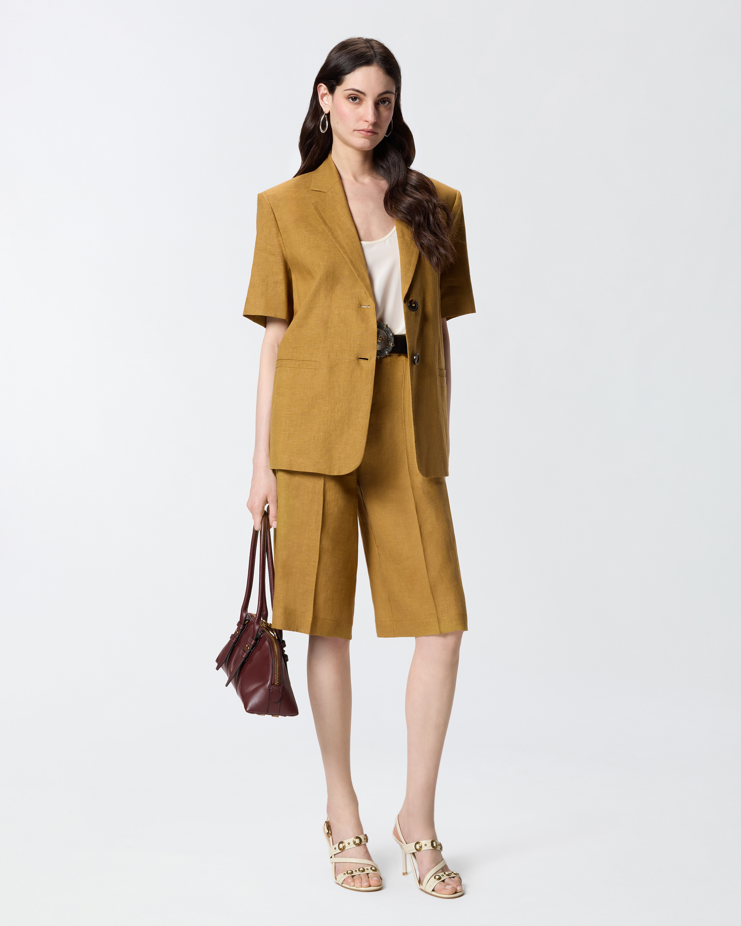 Veste à manches courtes en lin PINKO Orange