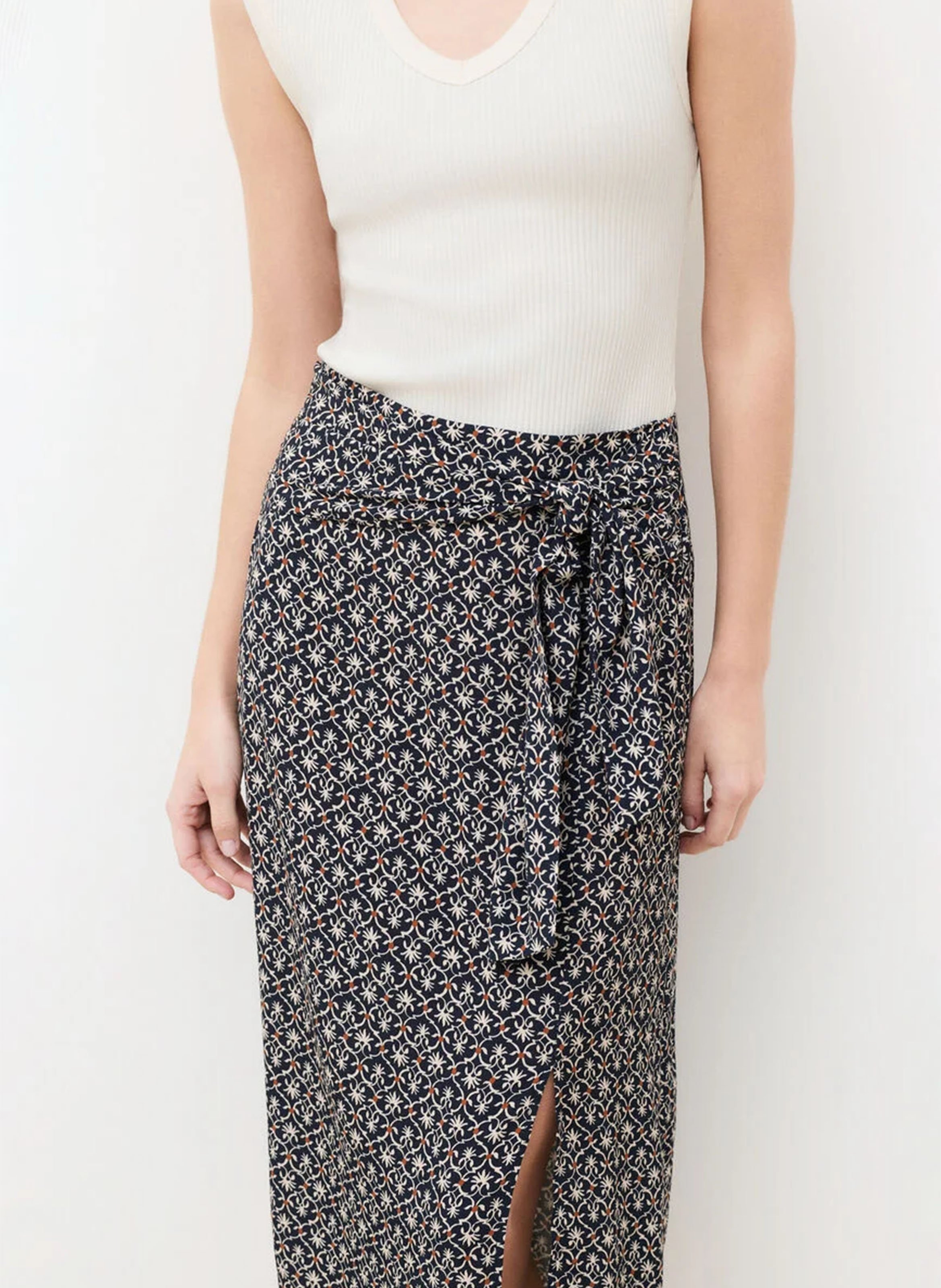 Anel printed midi skirt CAROLL Black