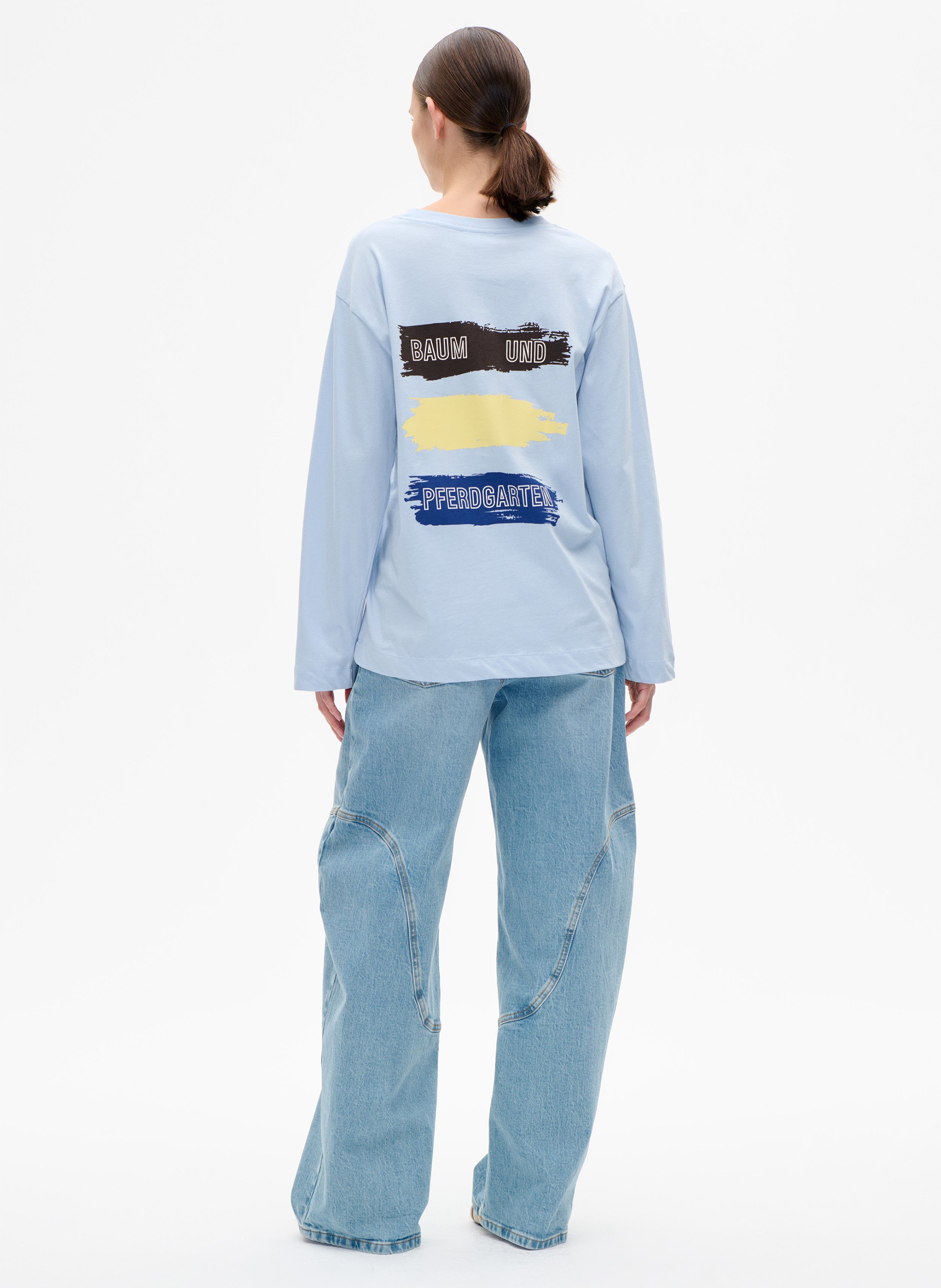 Loose-fit round neck screen-printed T-shirt BAUM UND PFERDGARTEN Blue