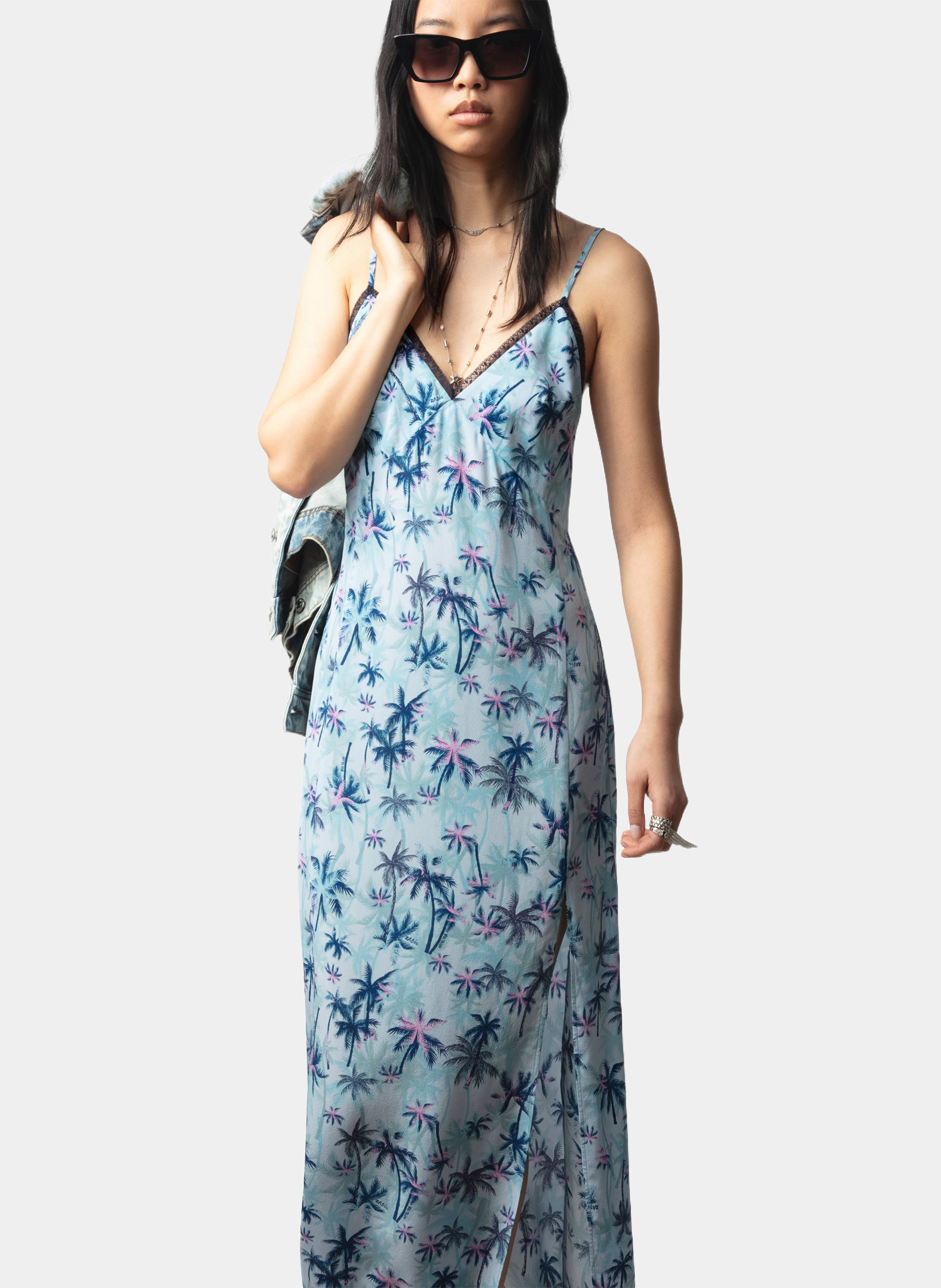 Abito lungo scollo a V in seta ZADIG&VOLTAIRE Blu