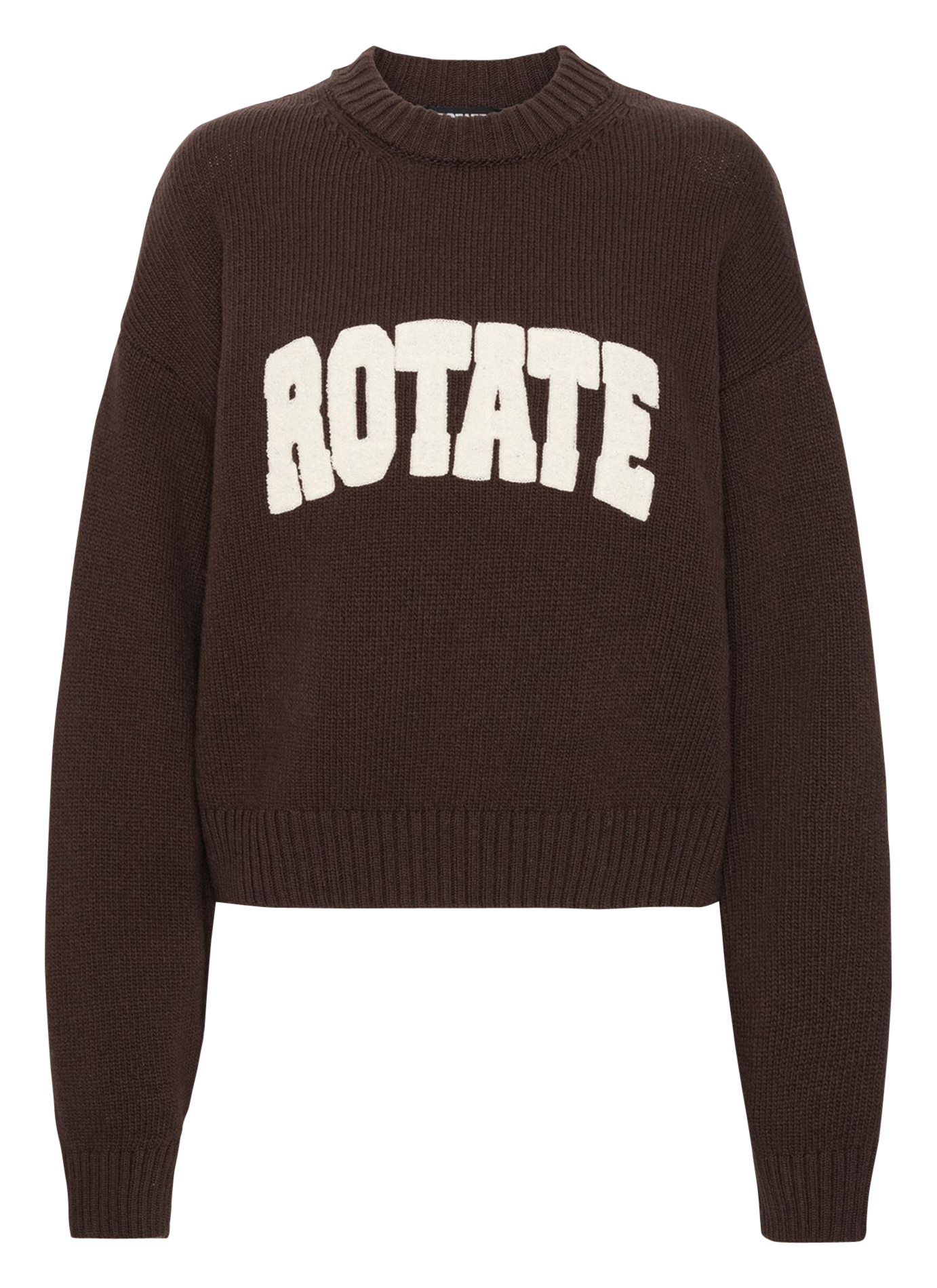 Loose-fit round-neck wool jumper ROTATE Brown