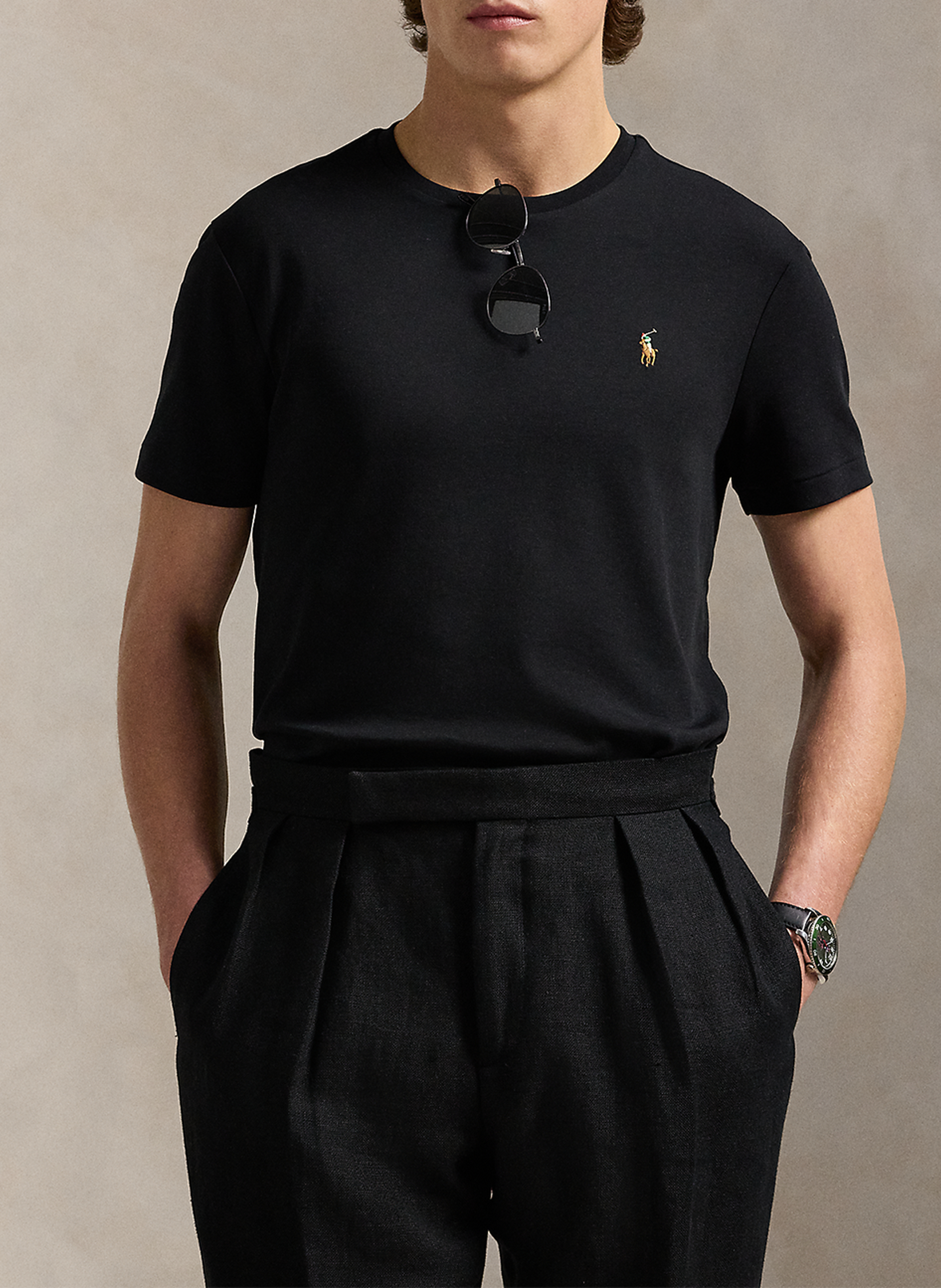 Rundhals-T-Shirt aus Pima-Baumwolle mit Pony Player, Slim Fit POLO RALPH LAUREN