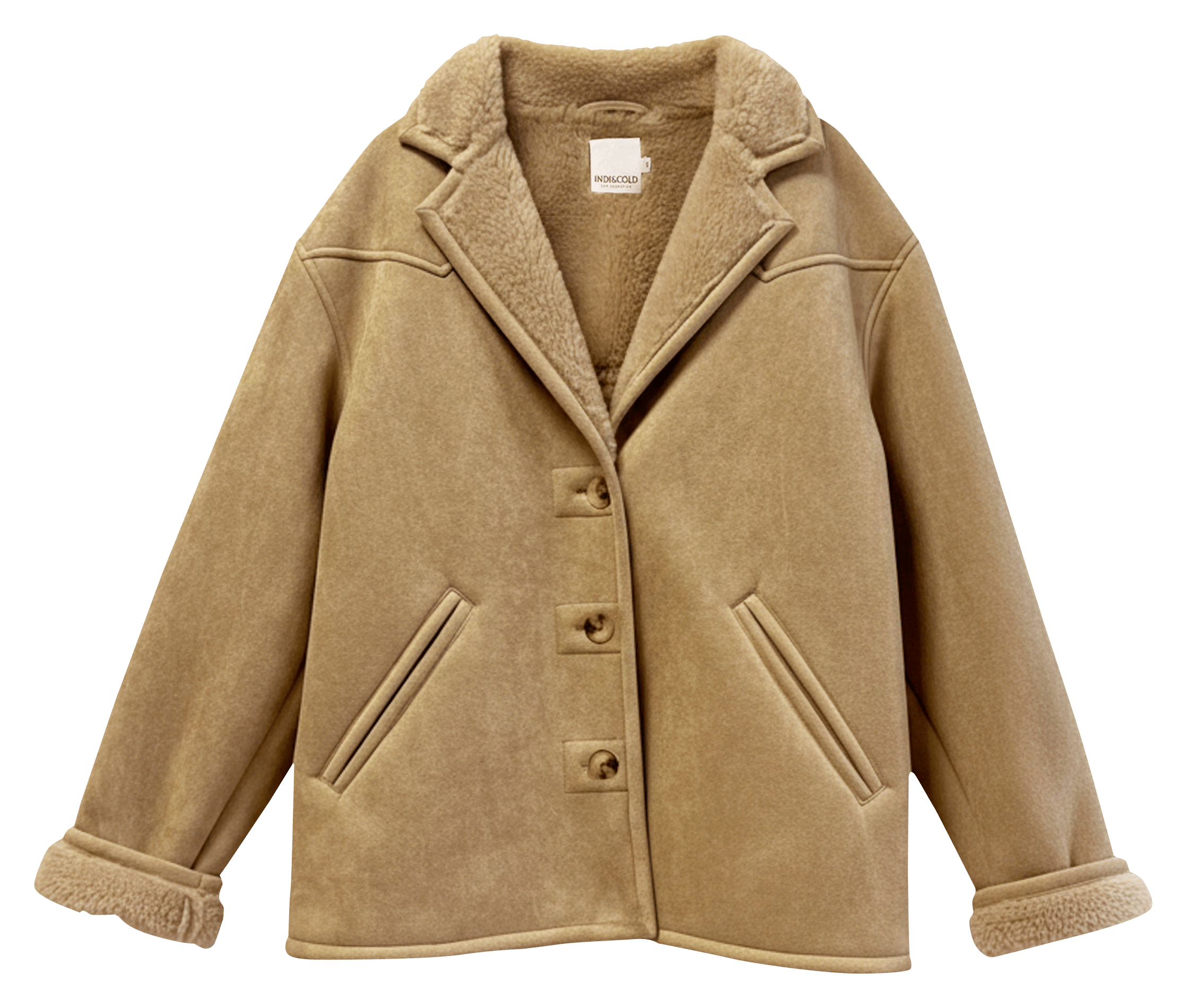 Straight-cut jacket with tailored collar INDI & COLD Beige