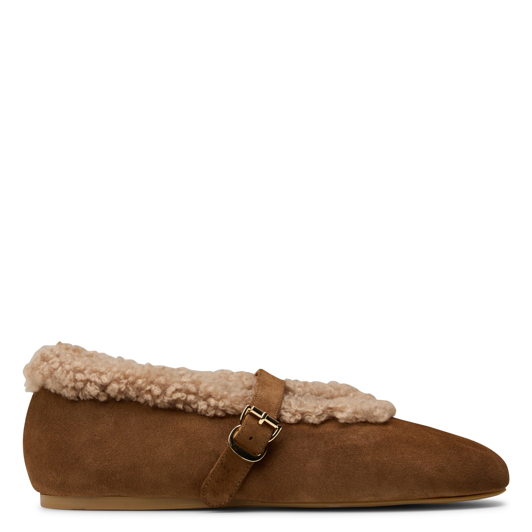 Pelzbesetzte Lederschuhe TORAL Beige