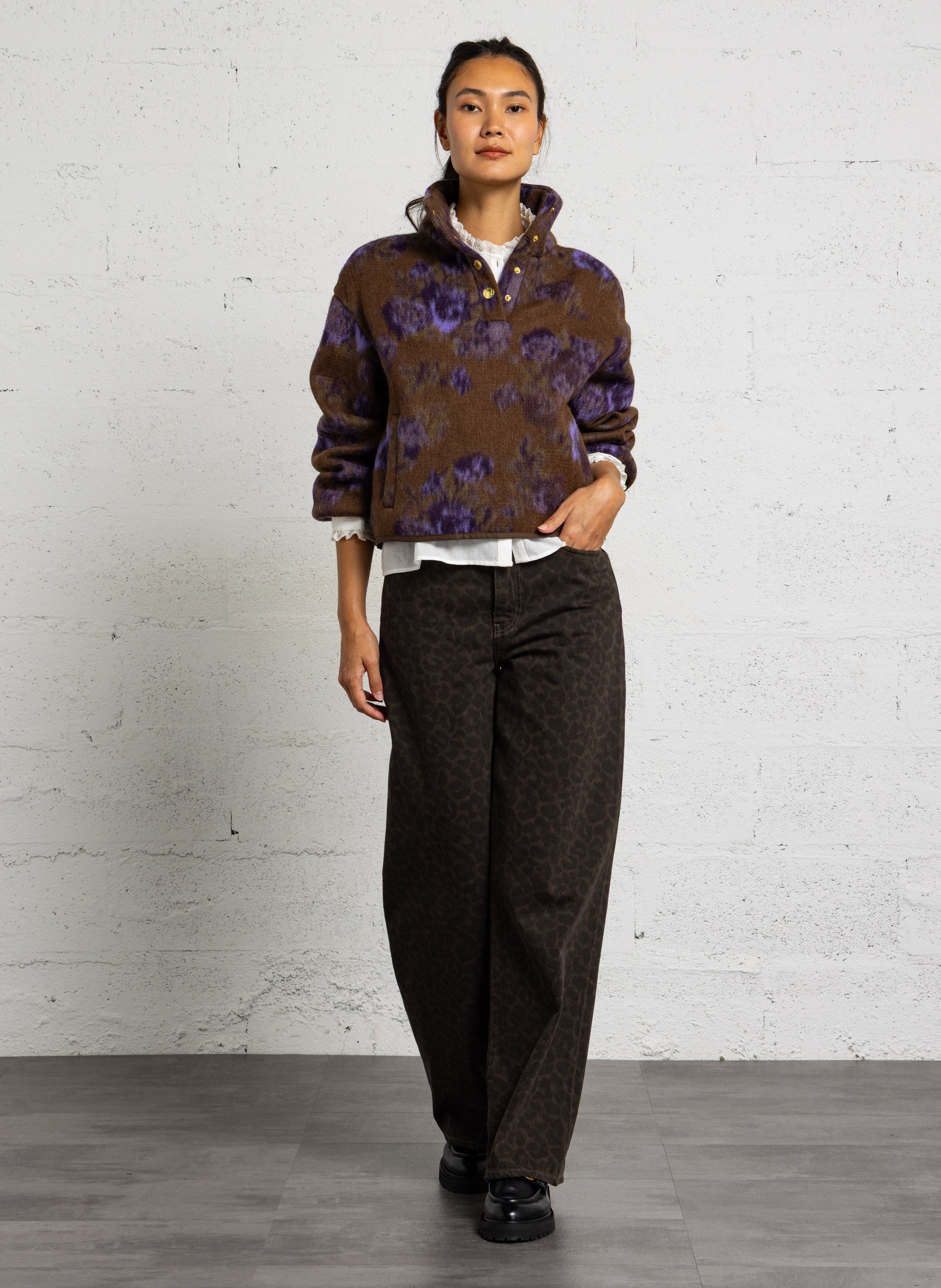 Weite kurze bedruckte Jacke DES PETITS HAUTS Mehrfarbig