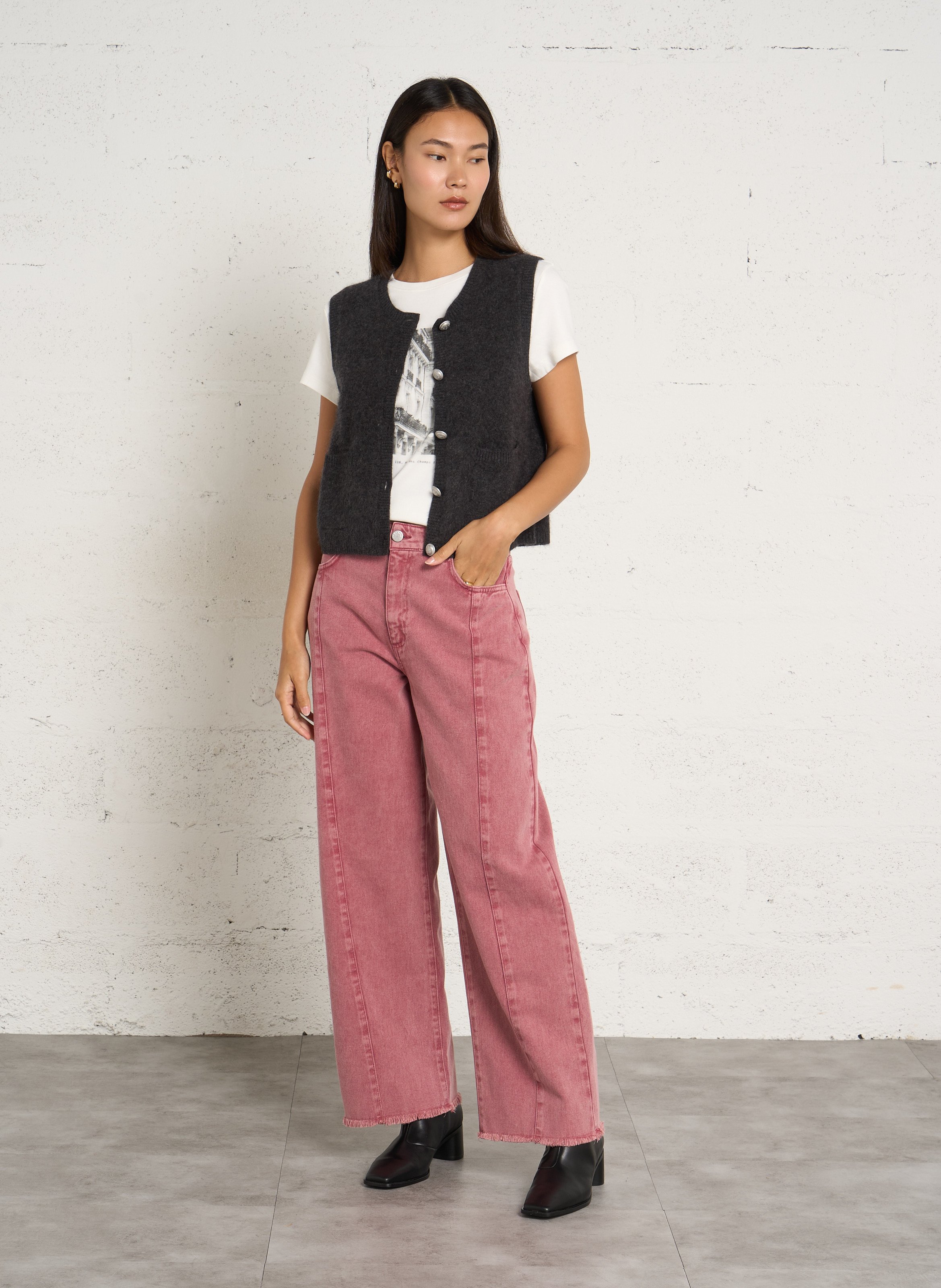 Oversized cotton screen-printed T-shirt IKKS White