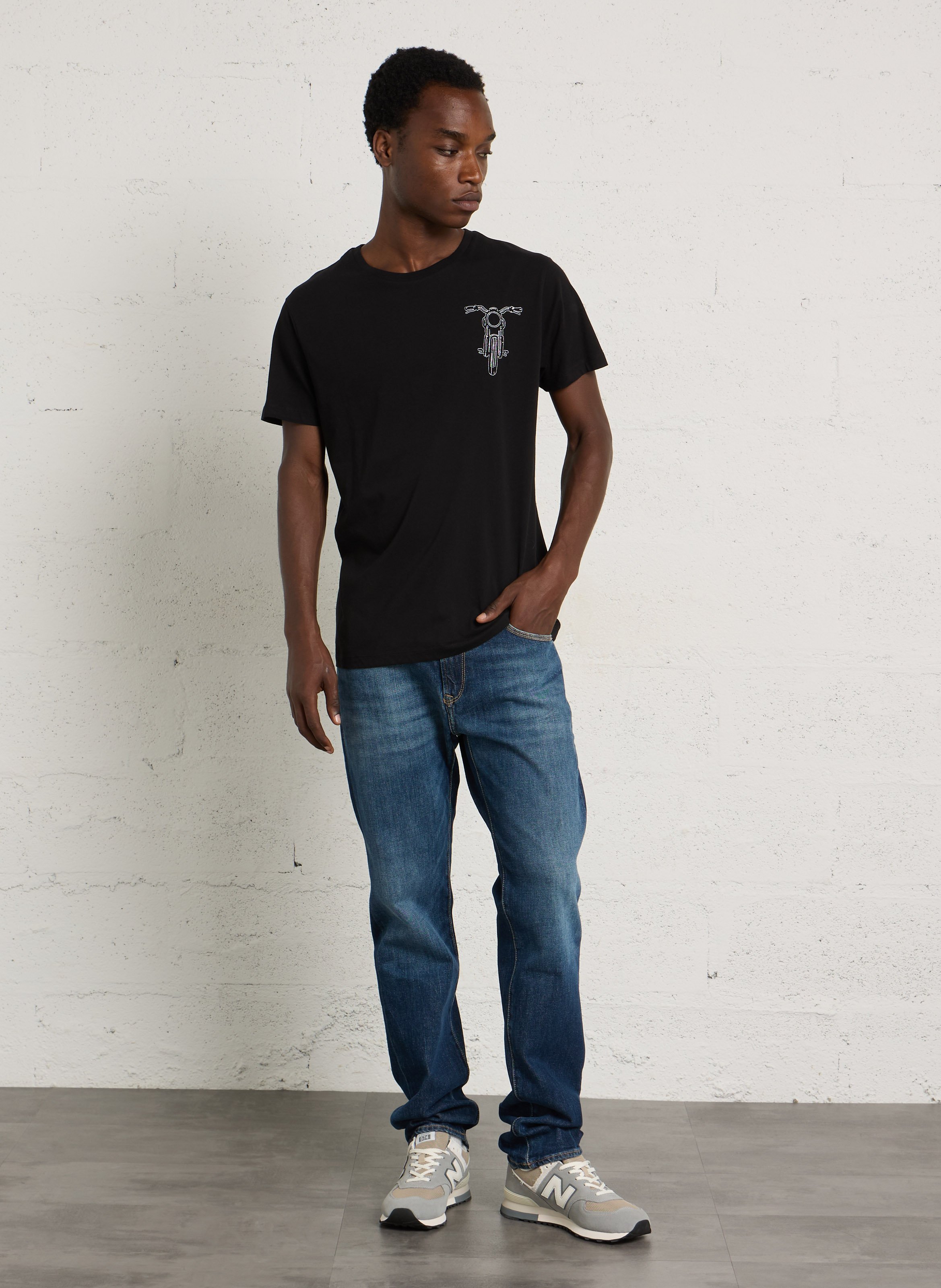 Tee-shirt col rond en coton LE TEMPS DES CERISES Noir