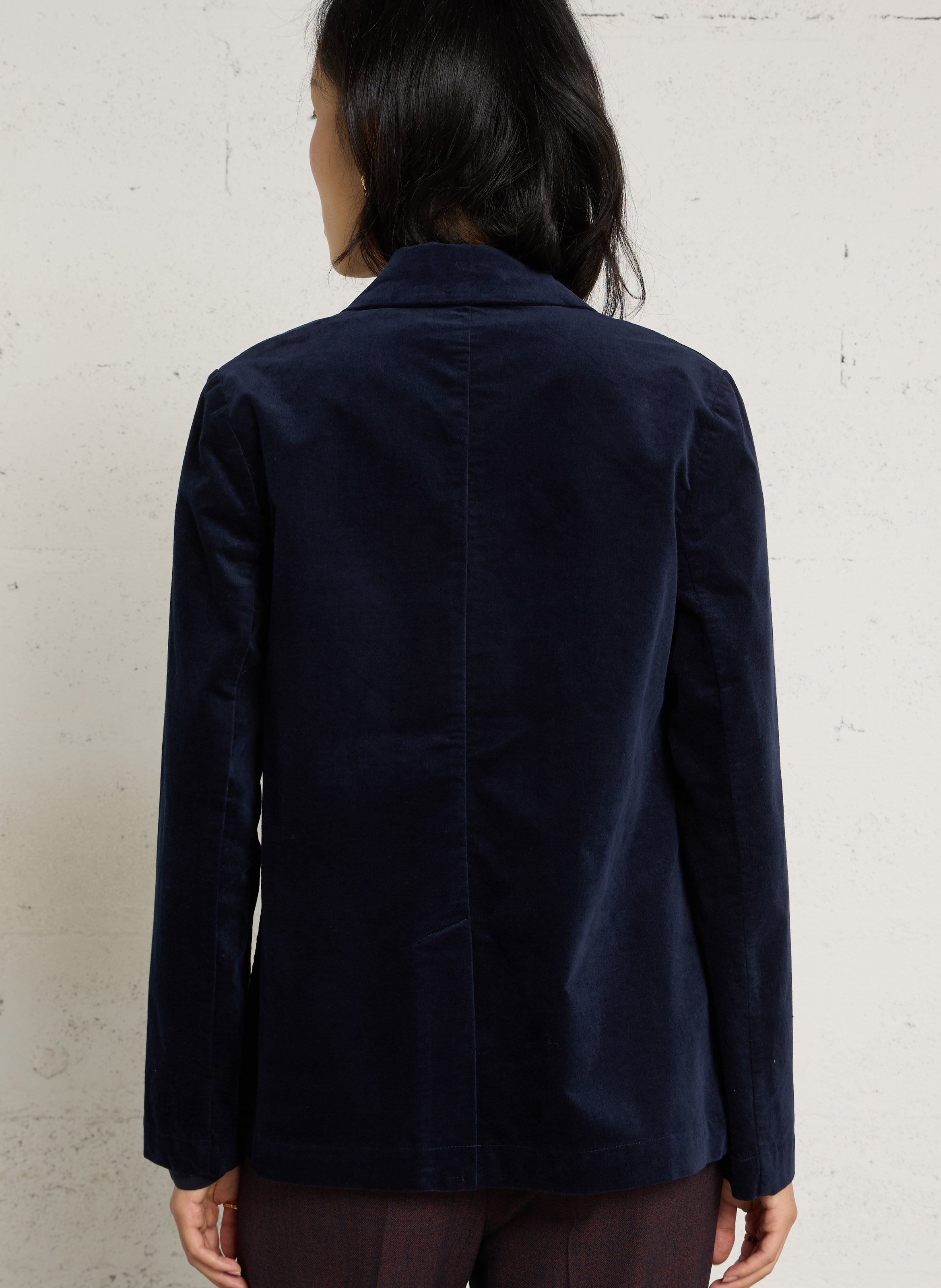 Slim velvet blazer in blended cotton NICE THINGS Blue