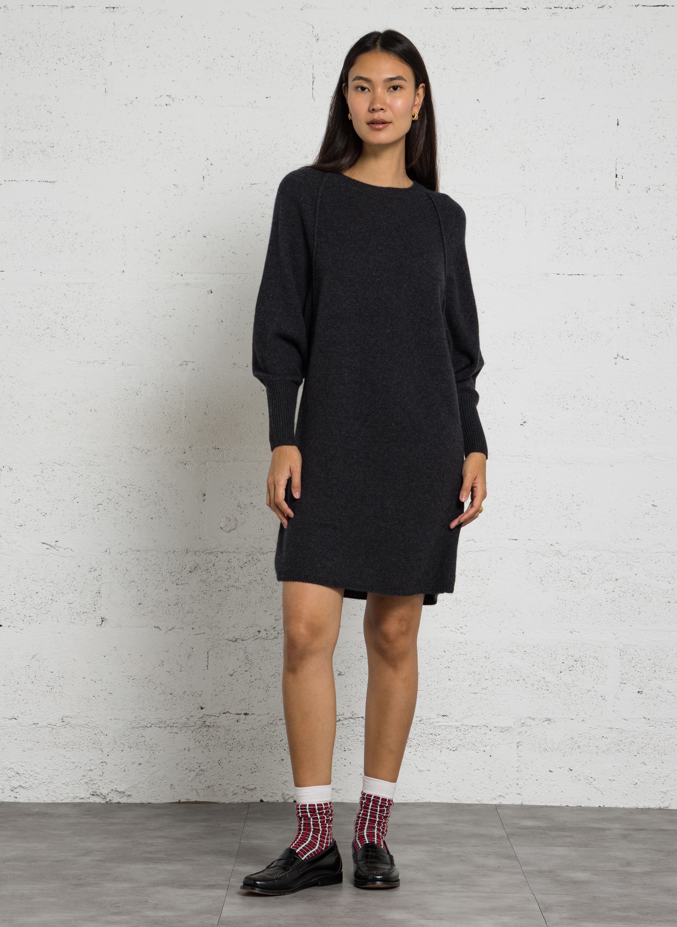 Robe pull droite en cachemire MAISON 123 Gris