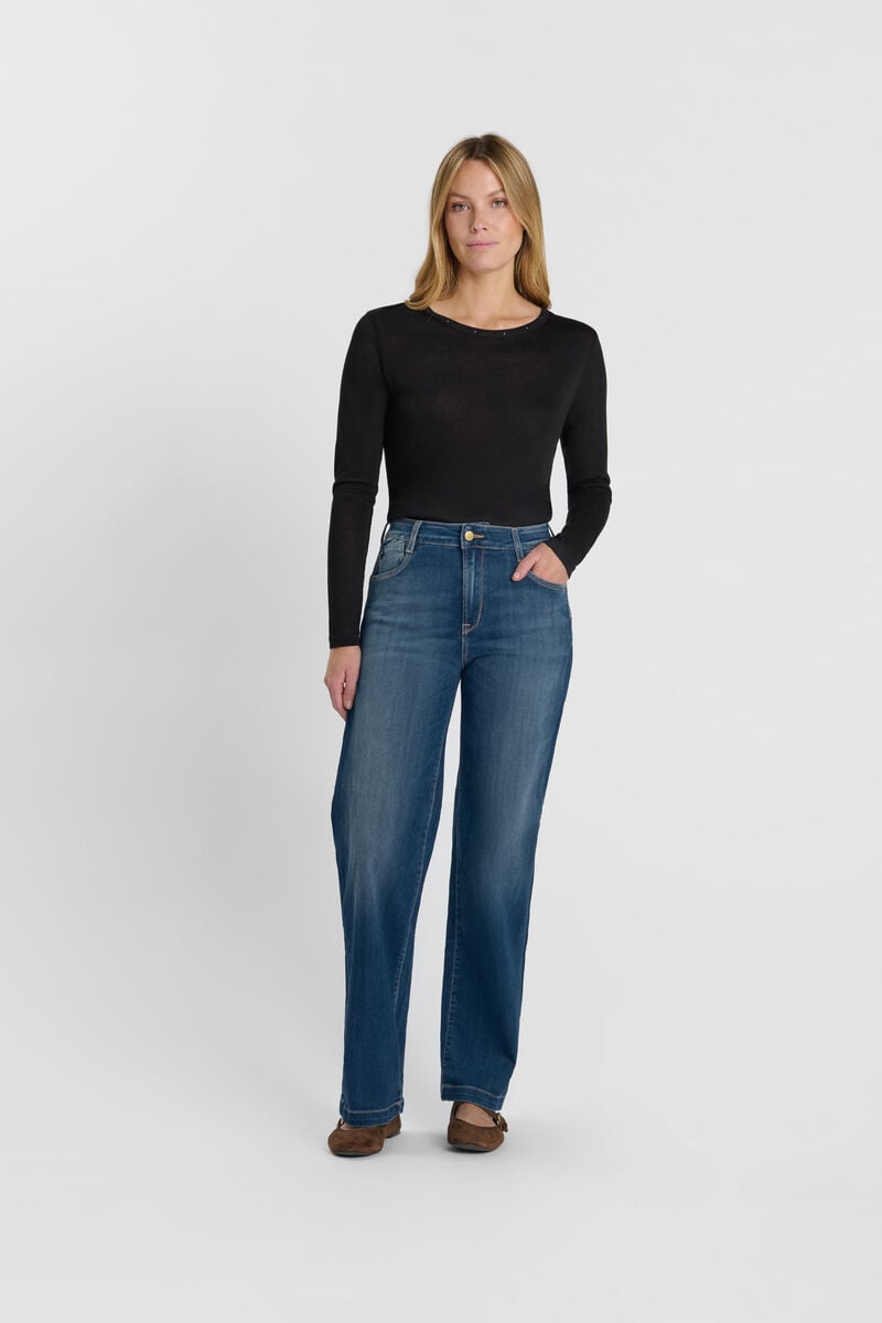 High-waisted loose-fit zip jeans LE TEMPS DES CERISES Blue
