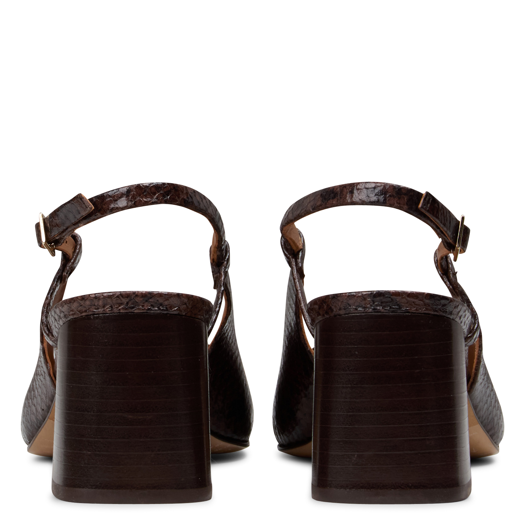 Escarpins slingback en cuir vernis BOBBIES Marron
