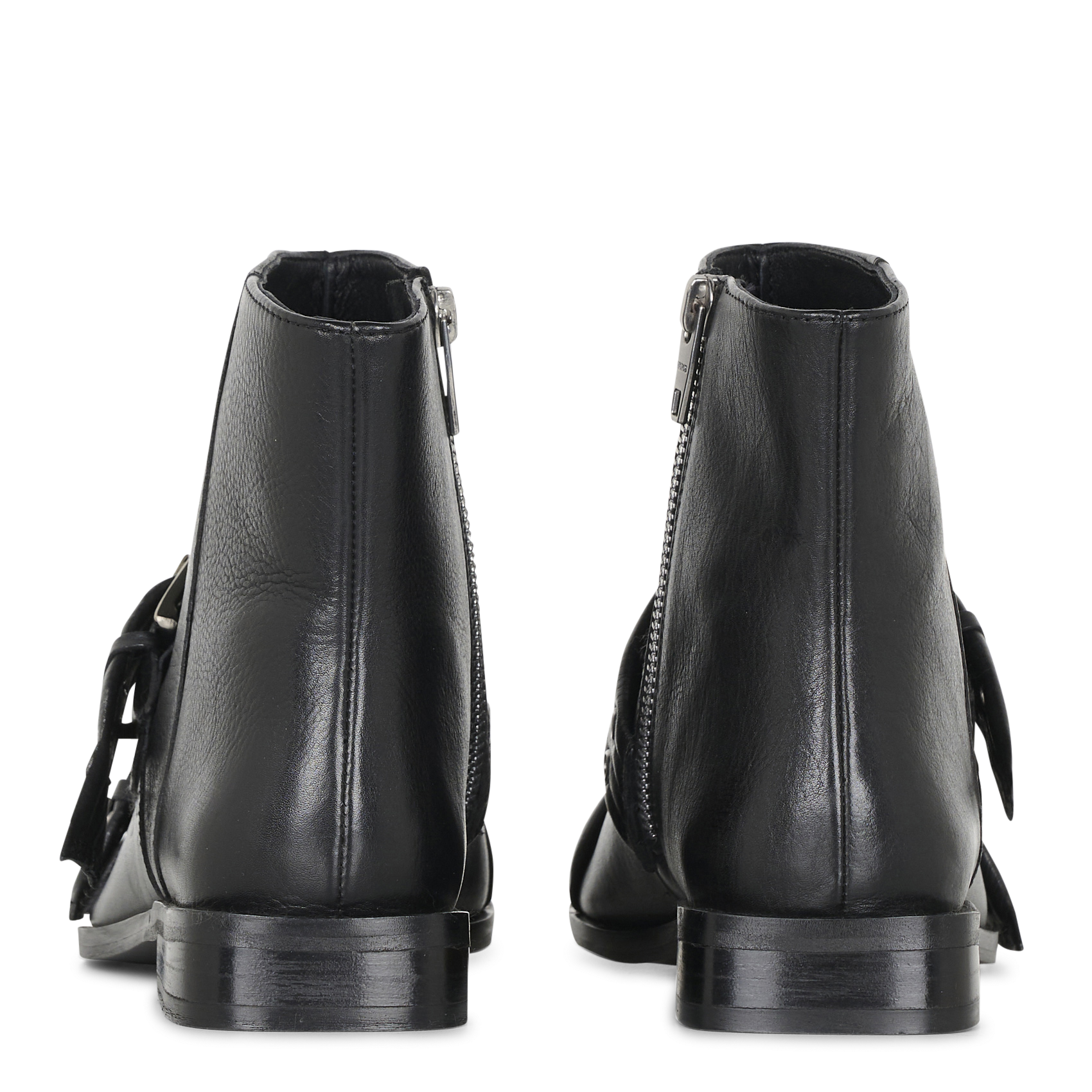 Leather ankle boots with buckle and eyelet details IKKS Black