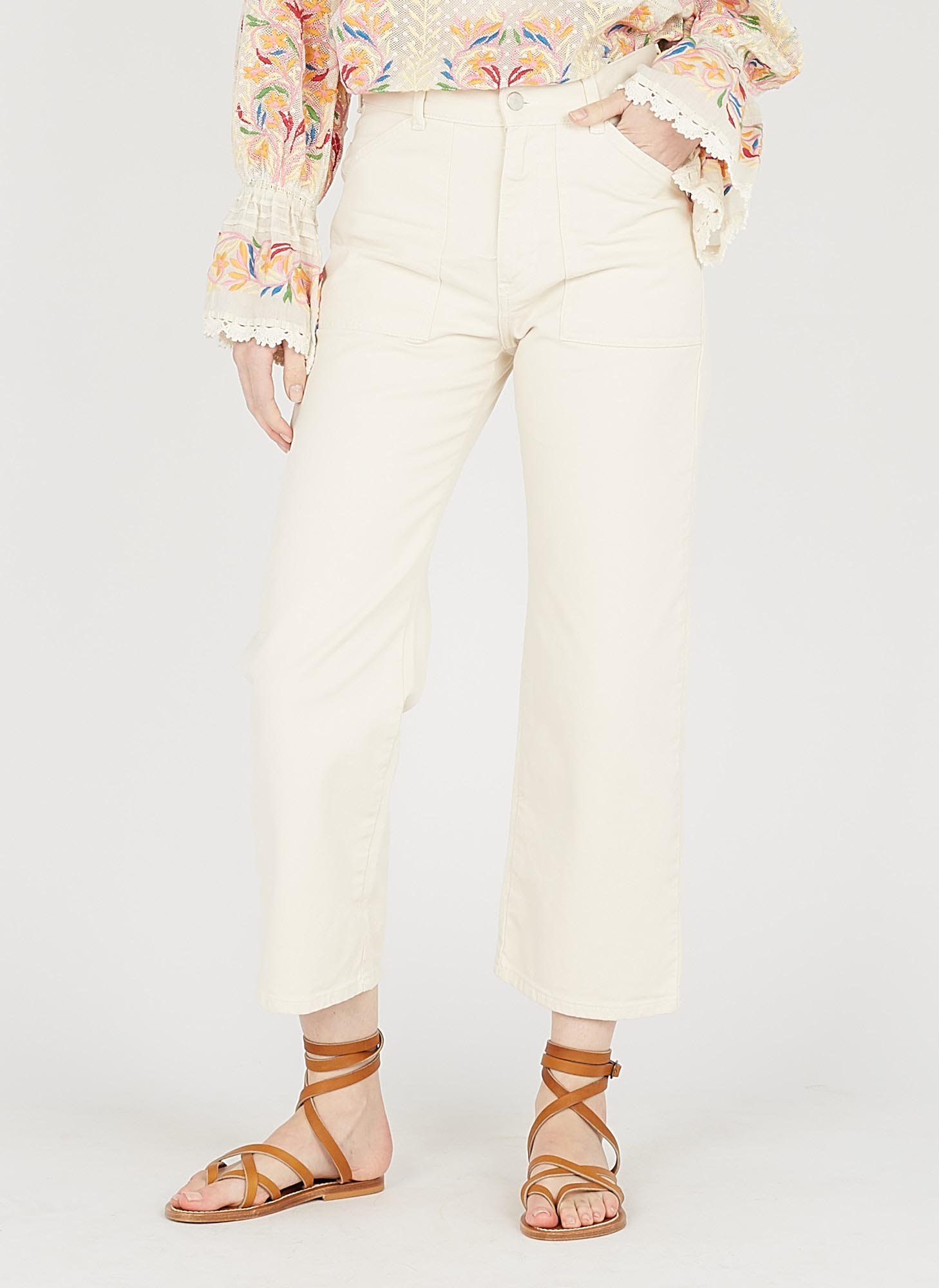 Vaquero cropped de algodón elástico ACQUAVERDE Blanco