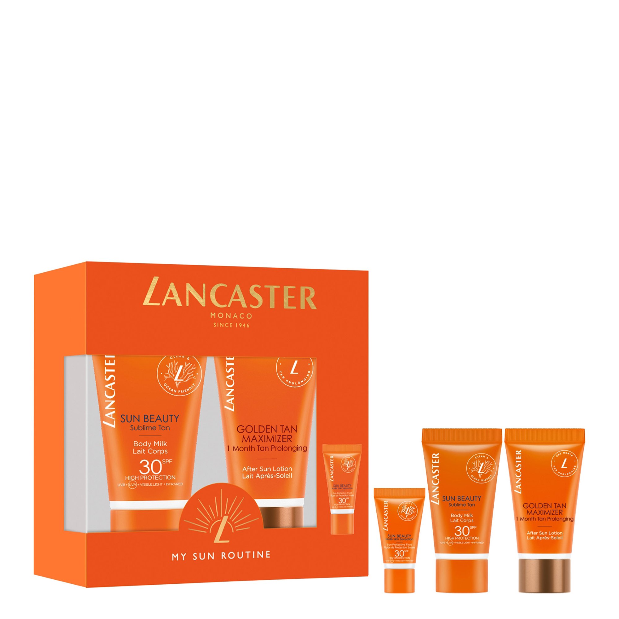 Sun Kit - Sun Beauty Body Milk SPF30 50ml + Tan Max Lotion 50ml + Beauty Sun Protective Fluide SPF30 3ml LANCASTER