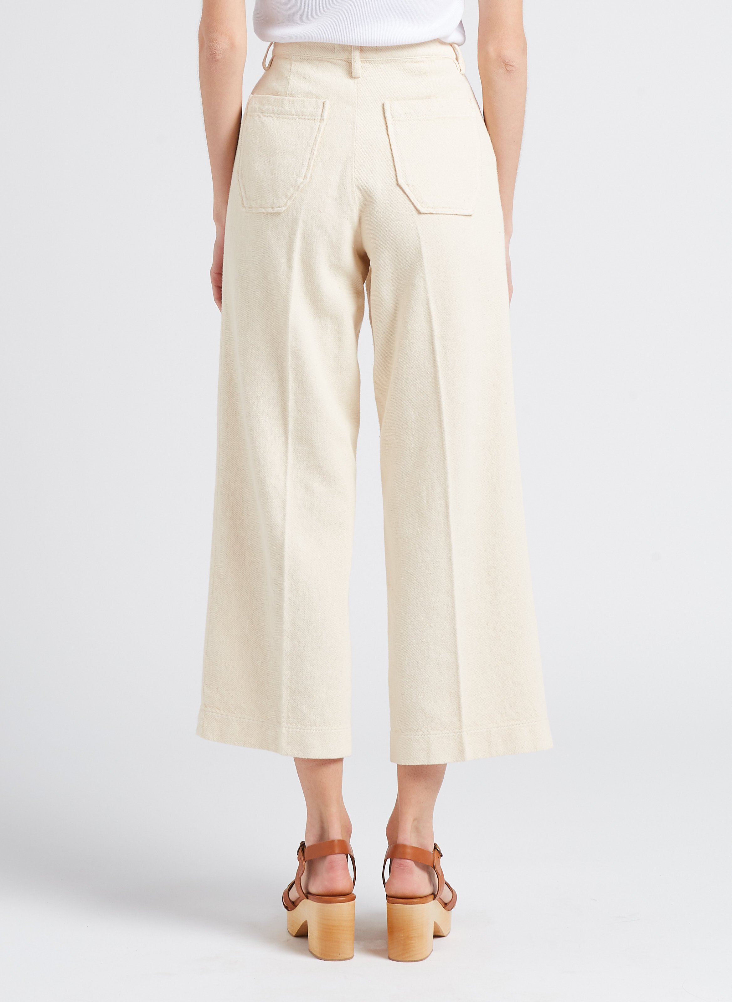 Pantalon droit plissé et texturé en coton SESSUN Beige