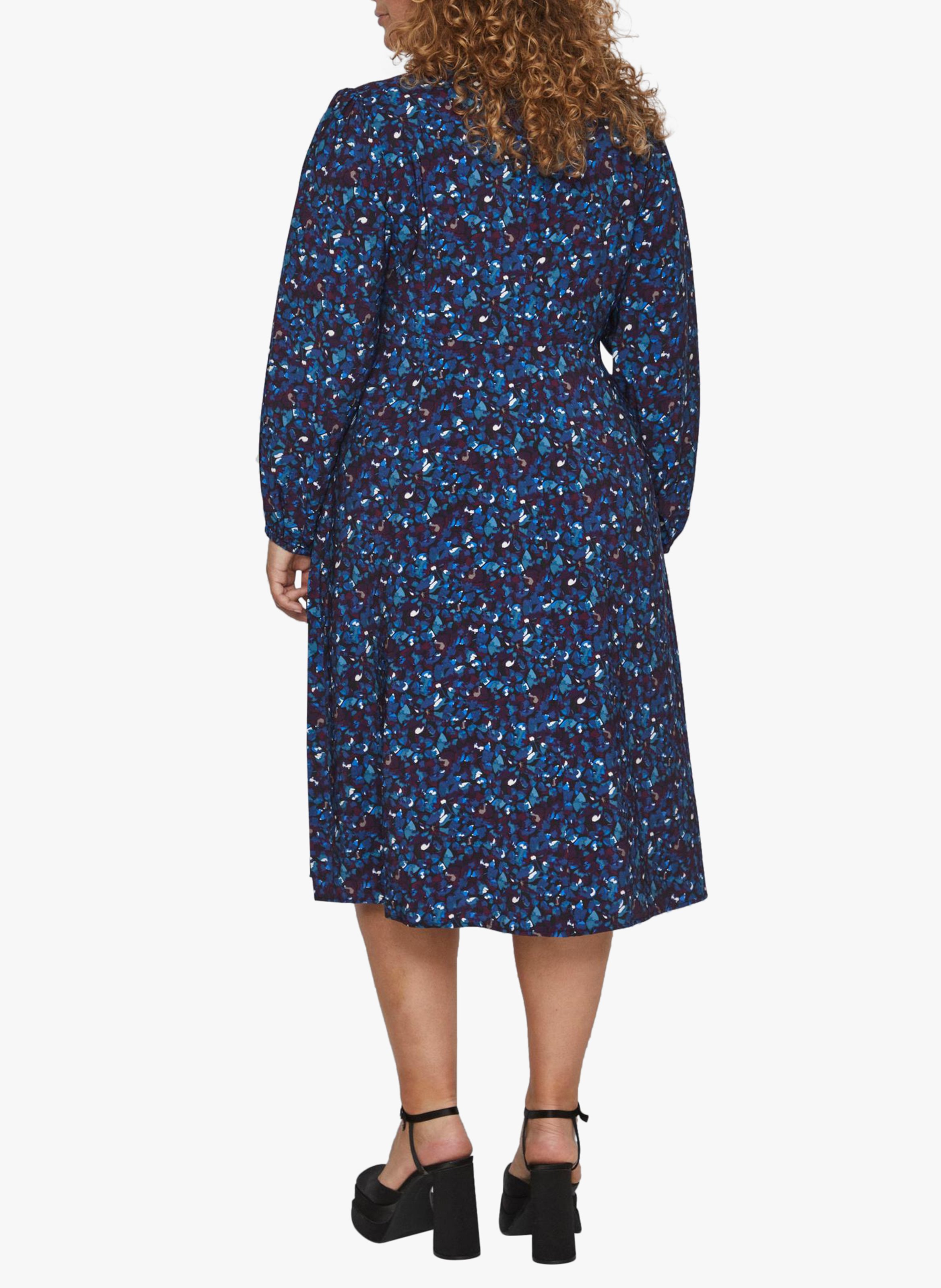 Bedrucktes Midi-Wickelkleid Schwarz