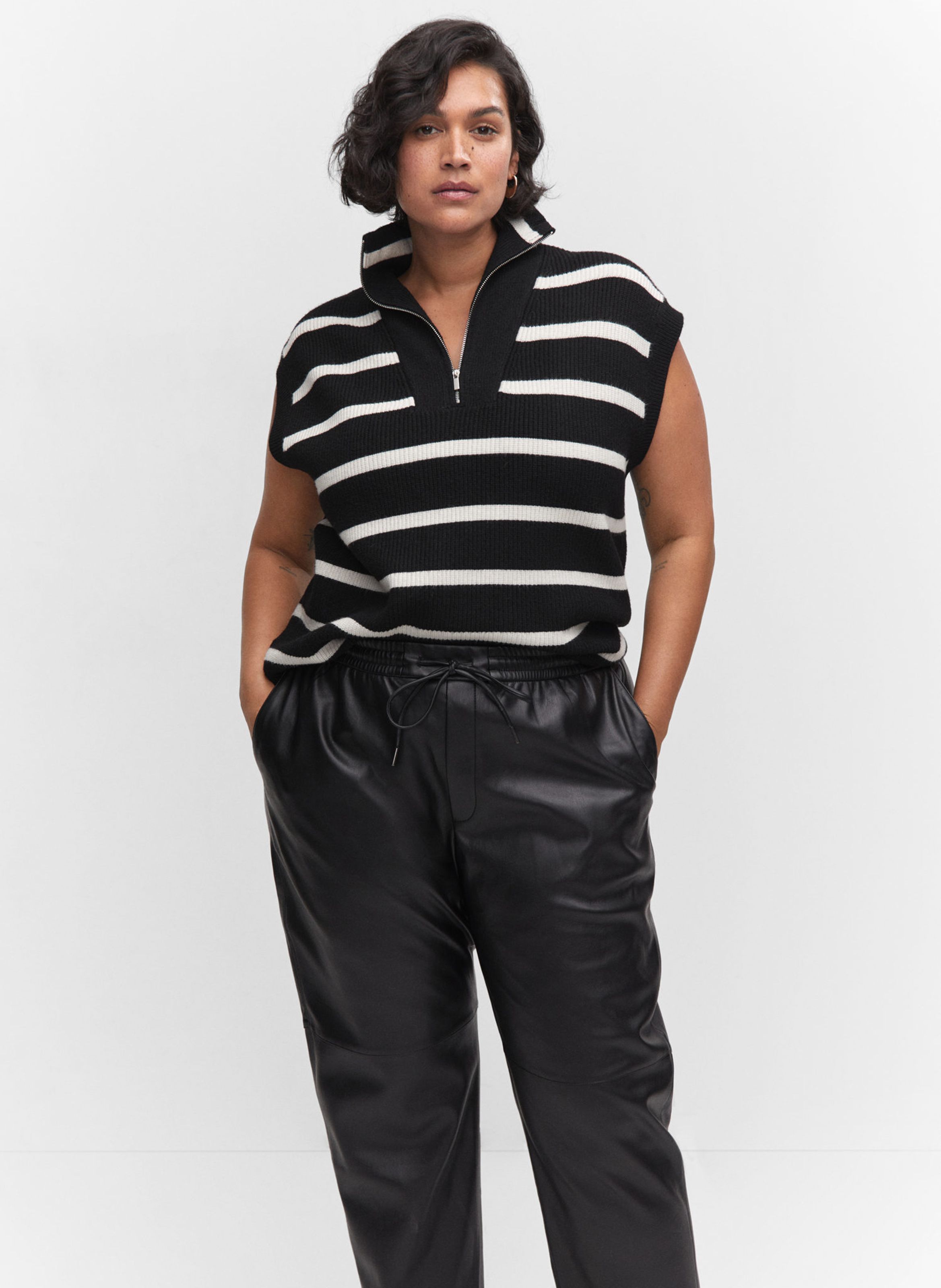 Mango Lille Faux Leather Trousers, Black | Compare | Buchanan Galleries