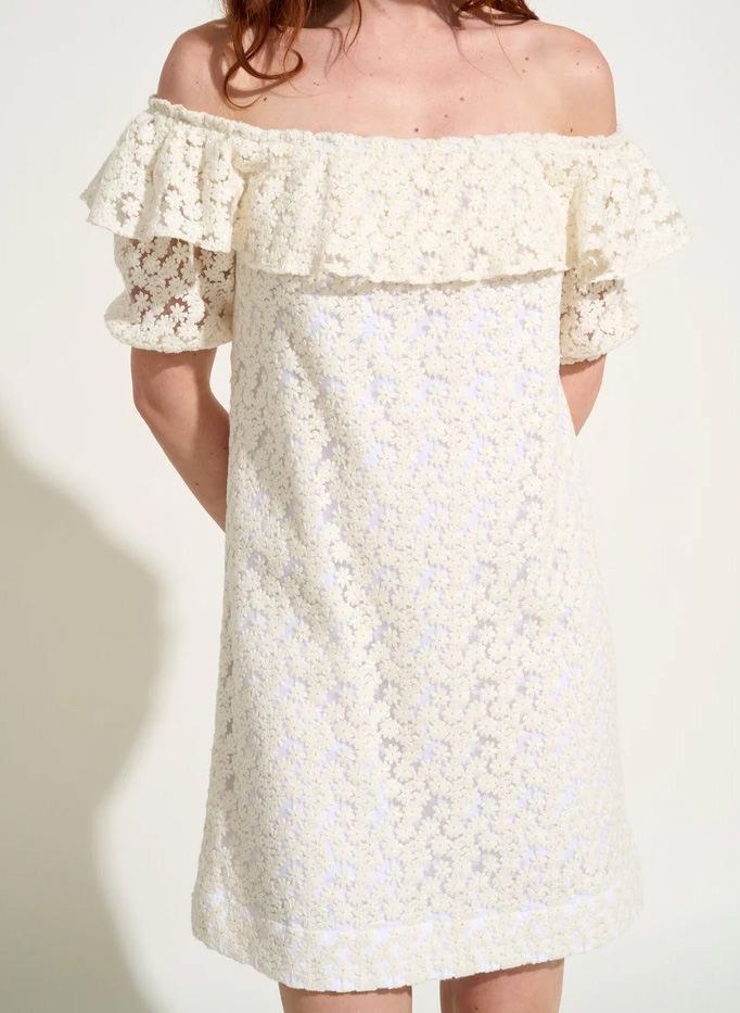 Short off-the-shoulder dress in blended cotton FETE IMPERIALE Beige