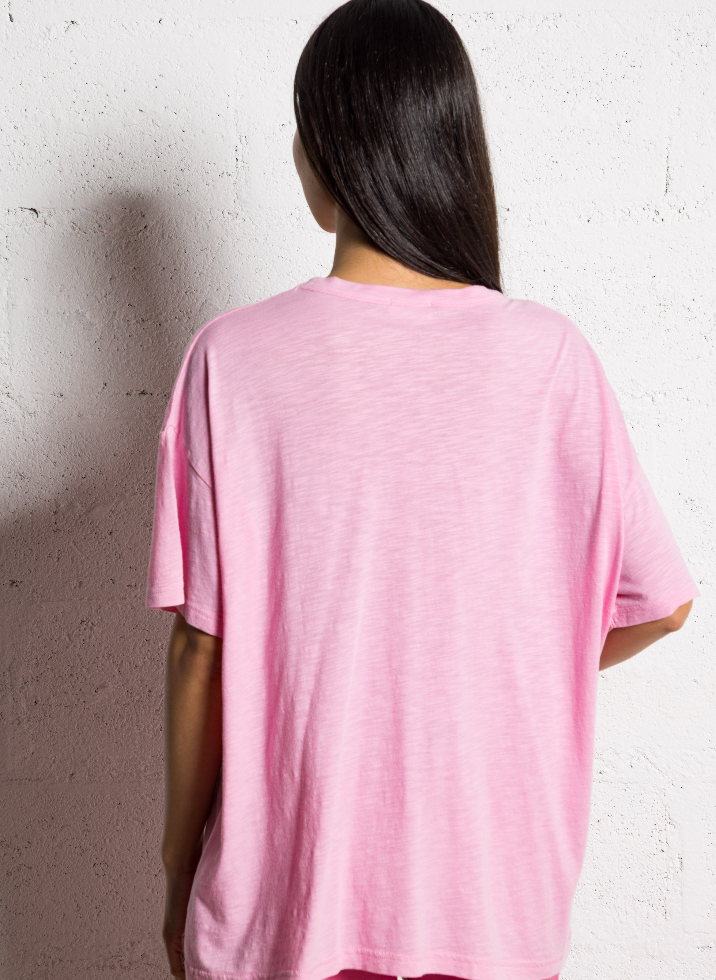 Tee-shirt oversize col rond en coton mélangé AMERICAN VINTAGE Rose