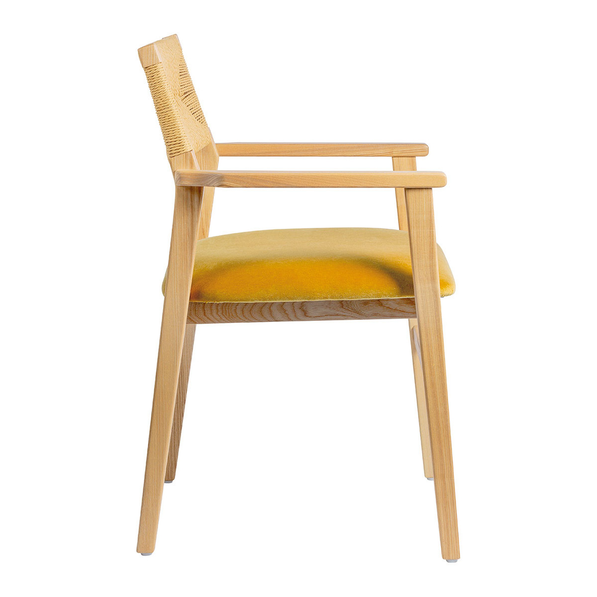 Chaise paloma en corde de papier et velours - safran BLANC D'IVOIRE Jaune