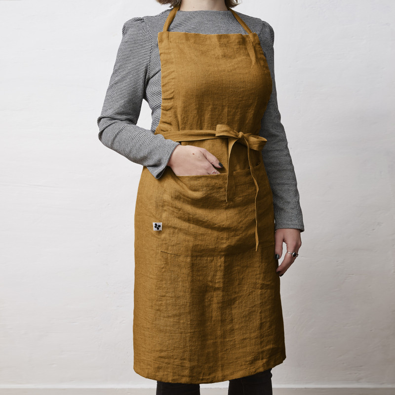 Tablier de chef en gaze de coton  Caramel