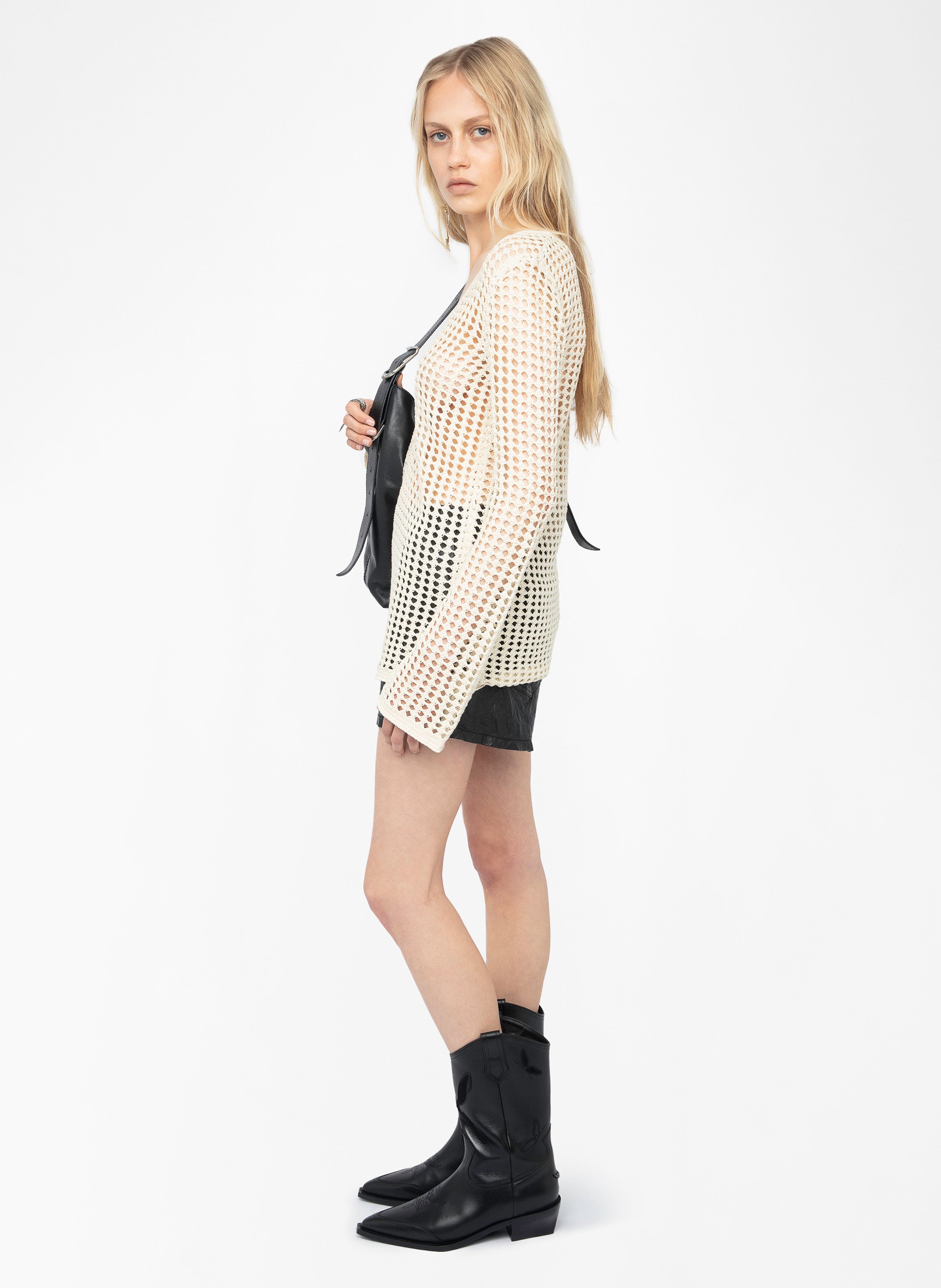 Pull col V en crochet ZADIG&VOLTAIRE Blanc