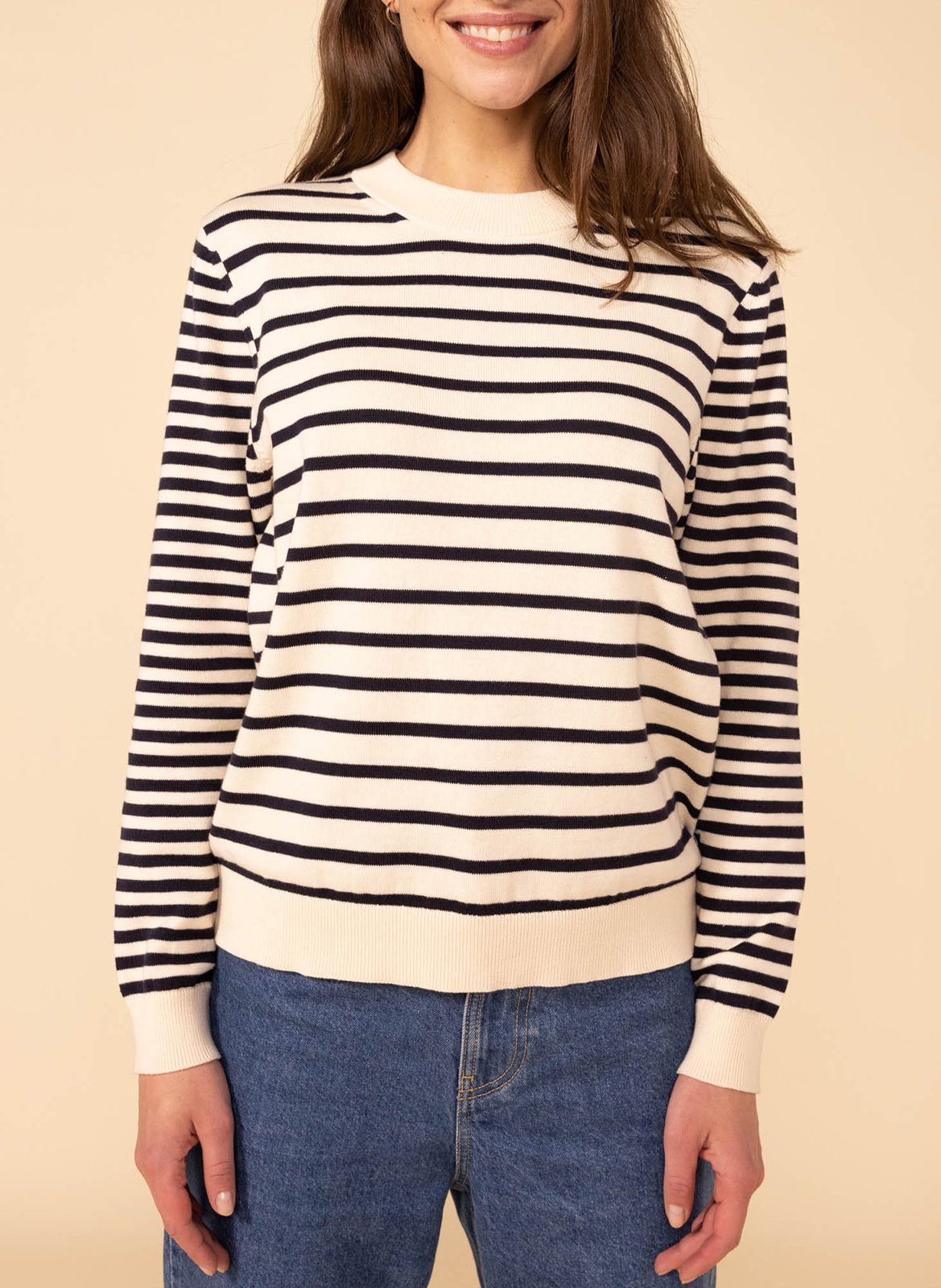 Pull droit à rayures en coton PETIT BATEAU Blanc