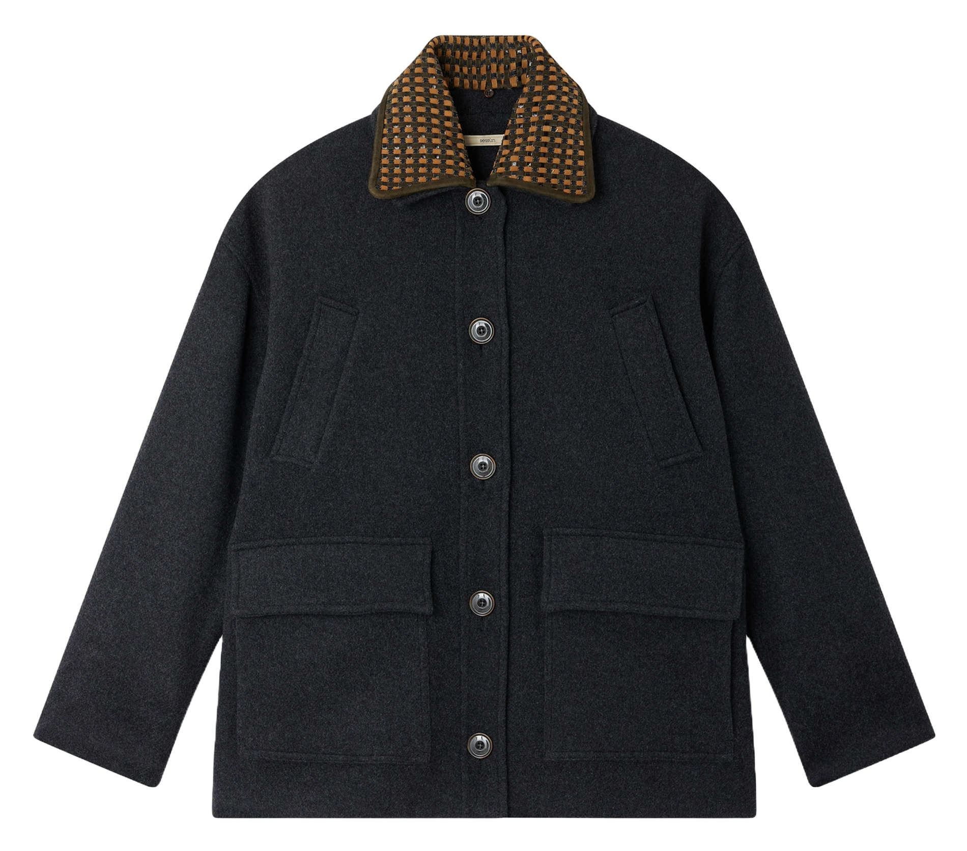 Straight wool-blend coat with classic collar SESSUN Grey
