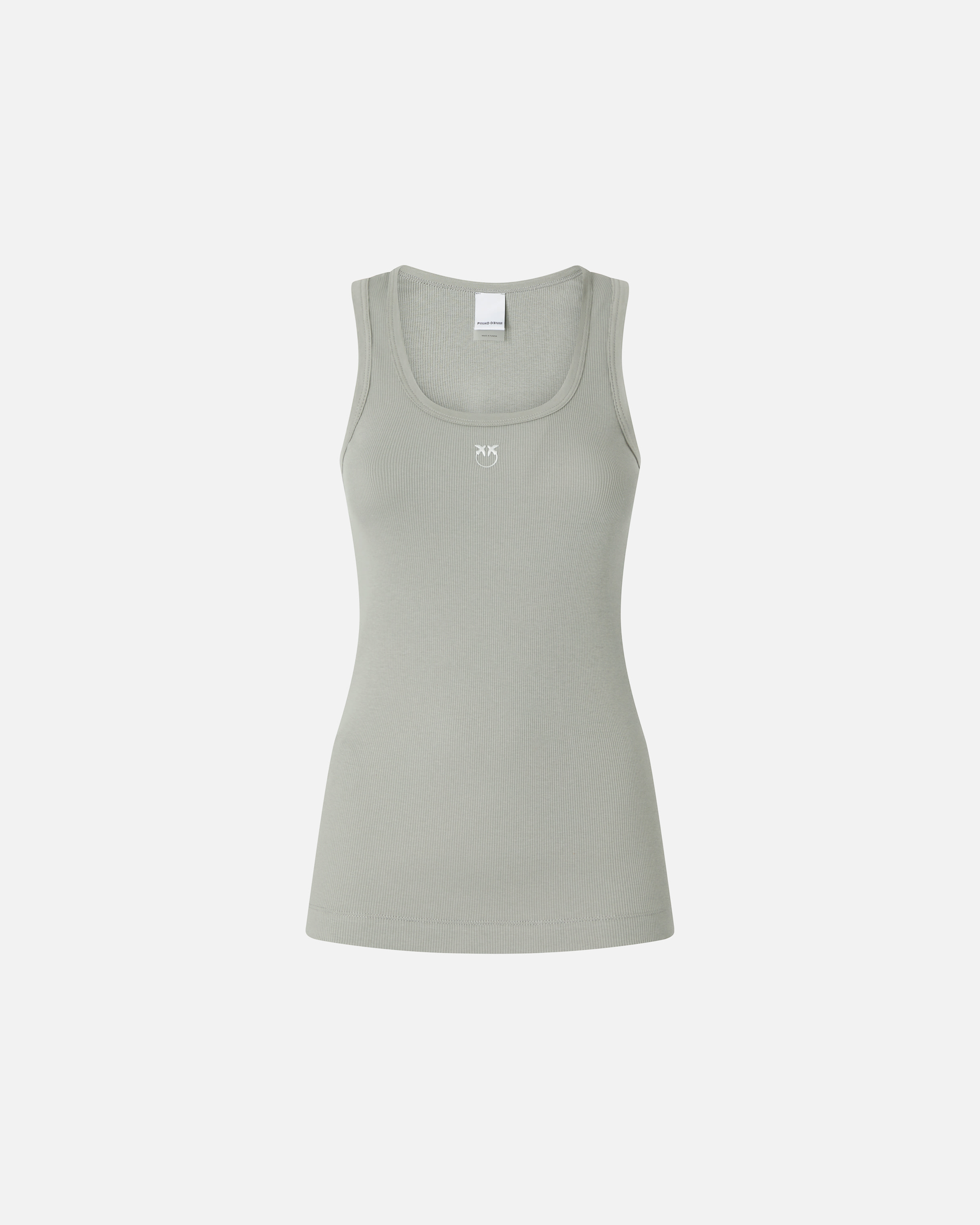 Débardeur côtelé à logo love birds PINKO Gris