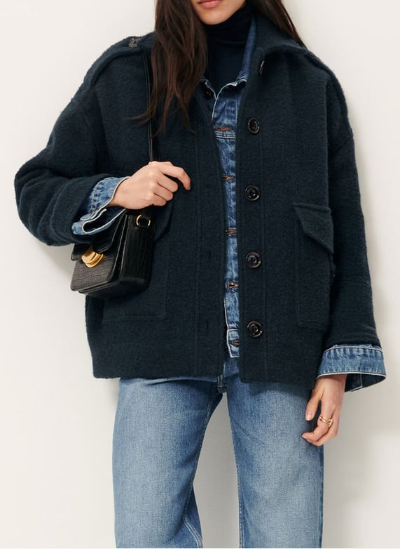 Manteau droit en laine Harrison Bleu Sessun - Femme | Place des Tendances