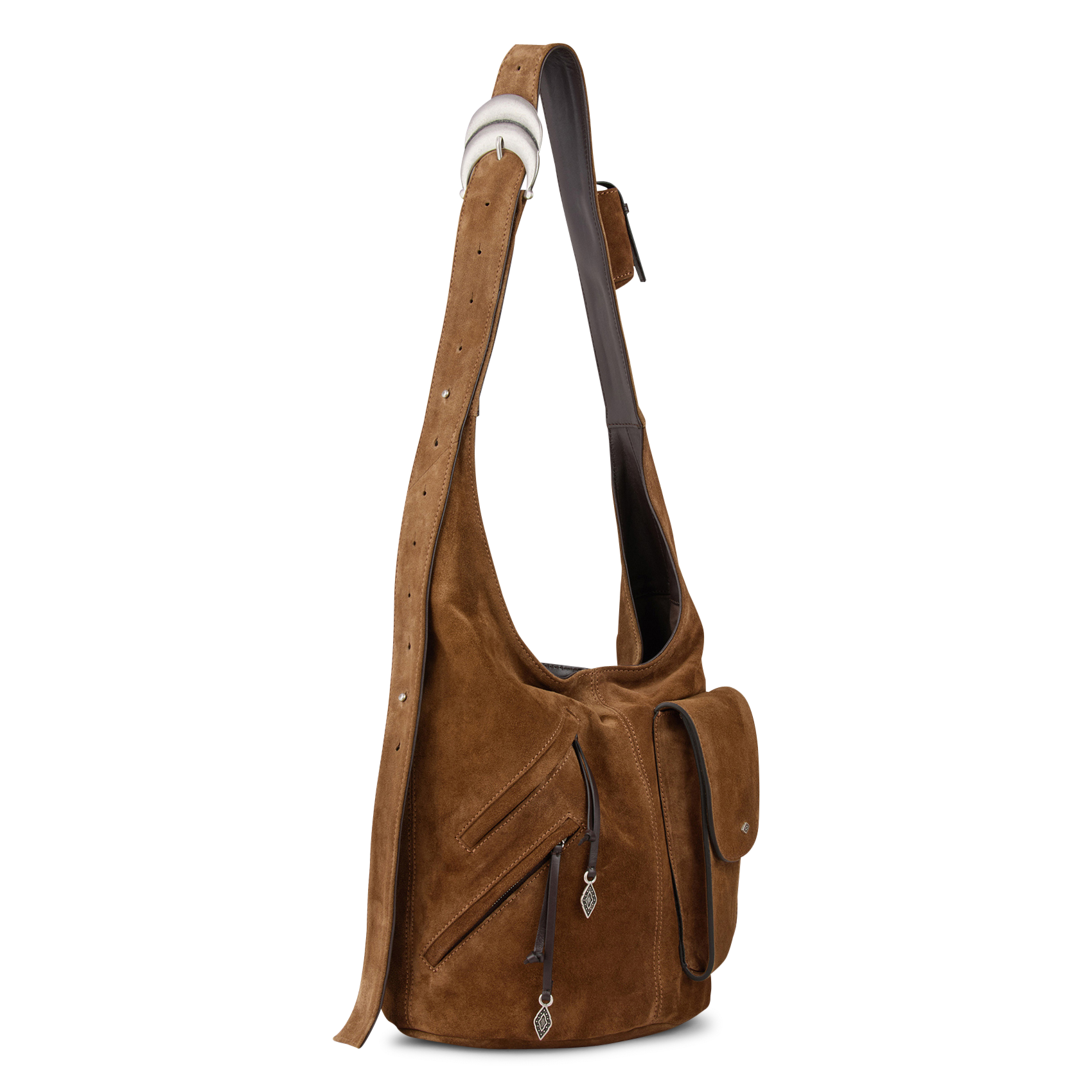 Sac porté épaule multipoches en cuir BA&SH Marron