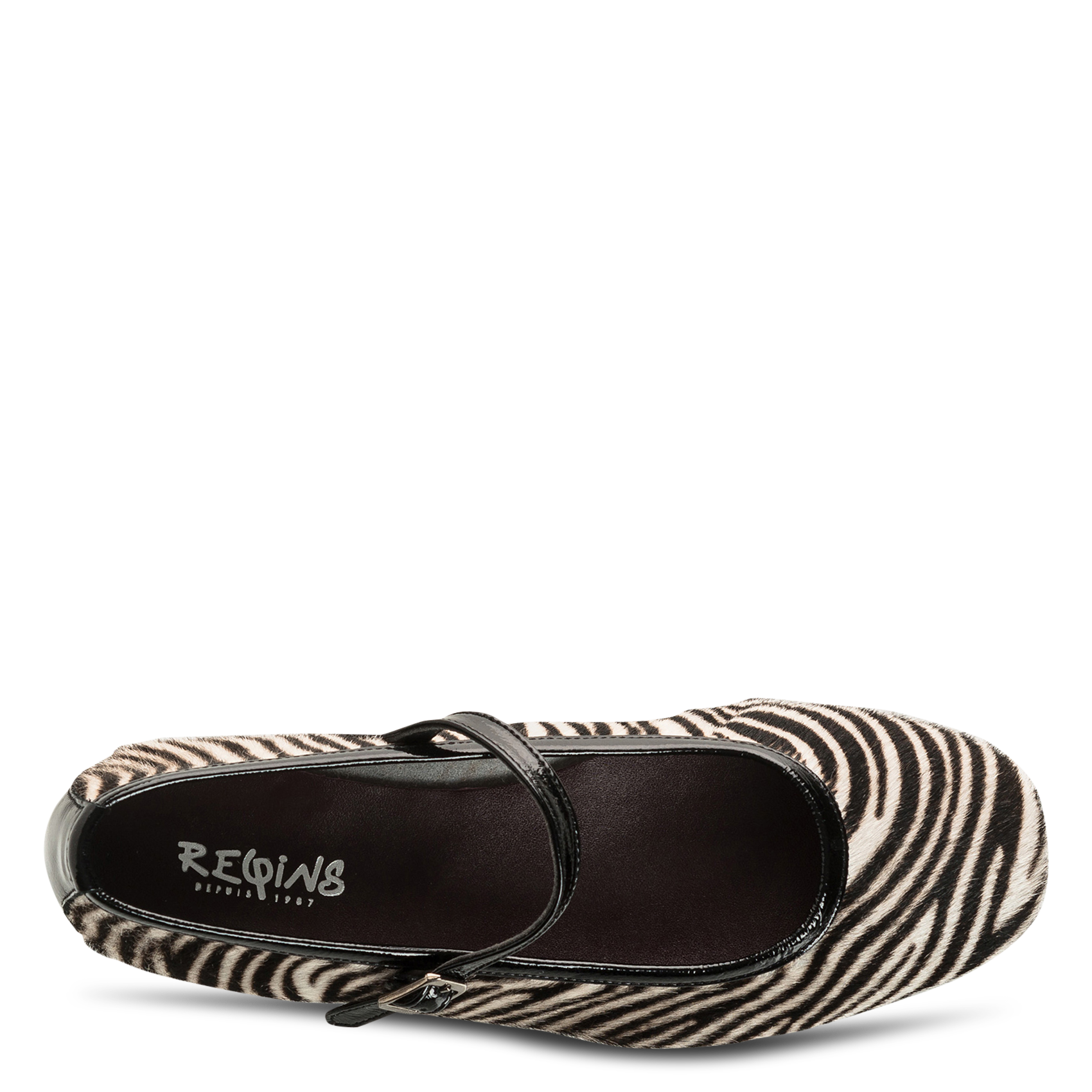 Baby schoentjes met zebrapatroon in leer REQINS Zwart