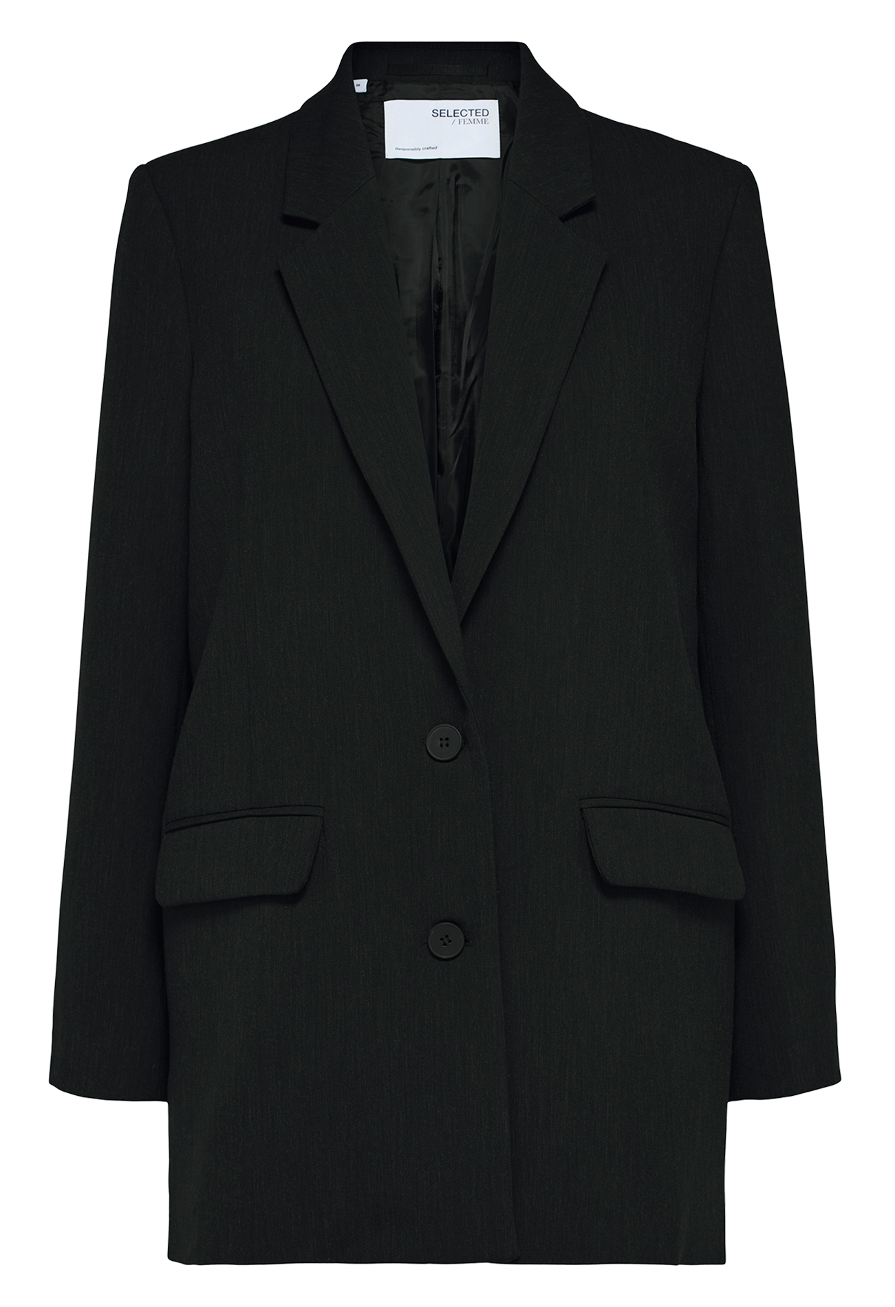 Veste tailleur en fibres recyclées mélangées SELECTED Noir