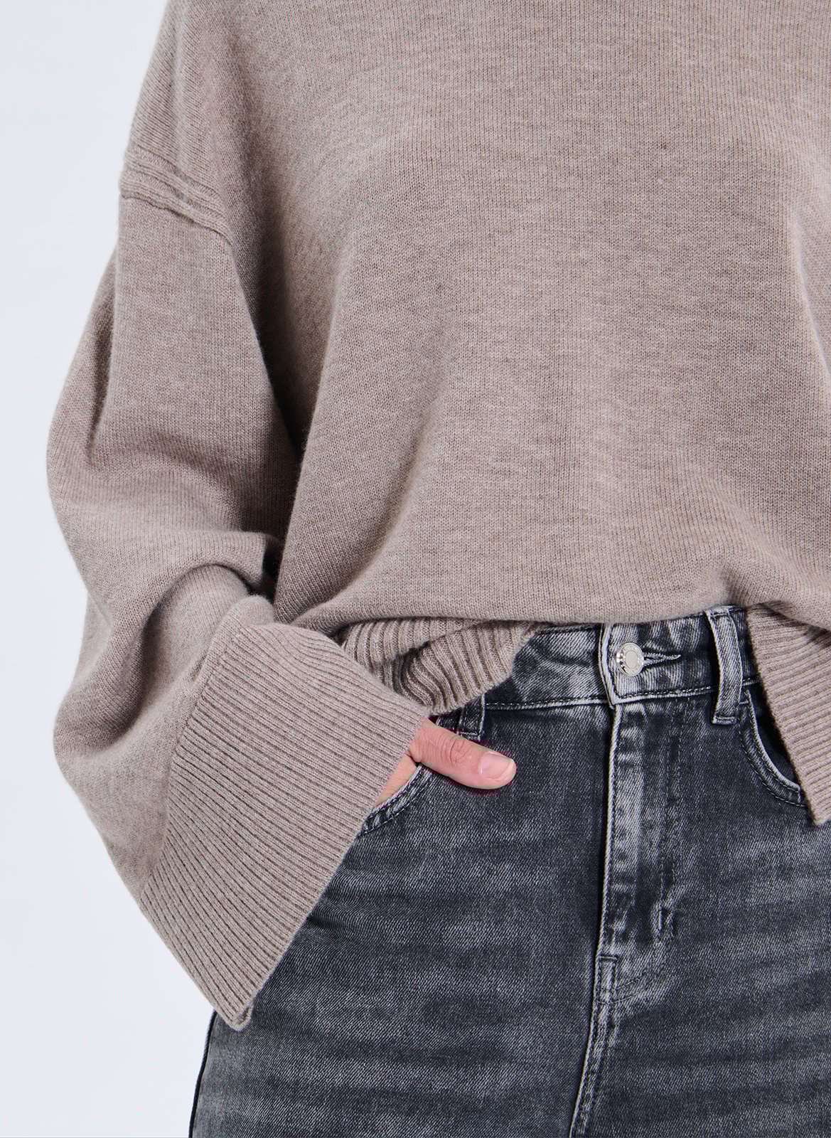 Pull col rond en laine ZAPA Beige