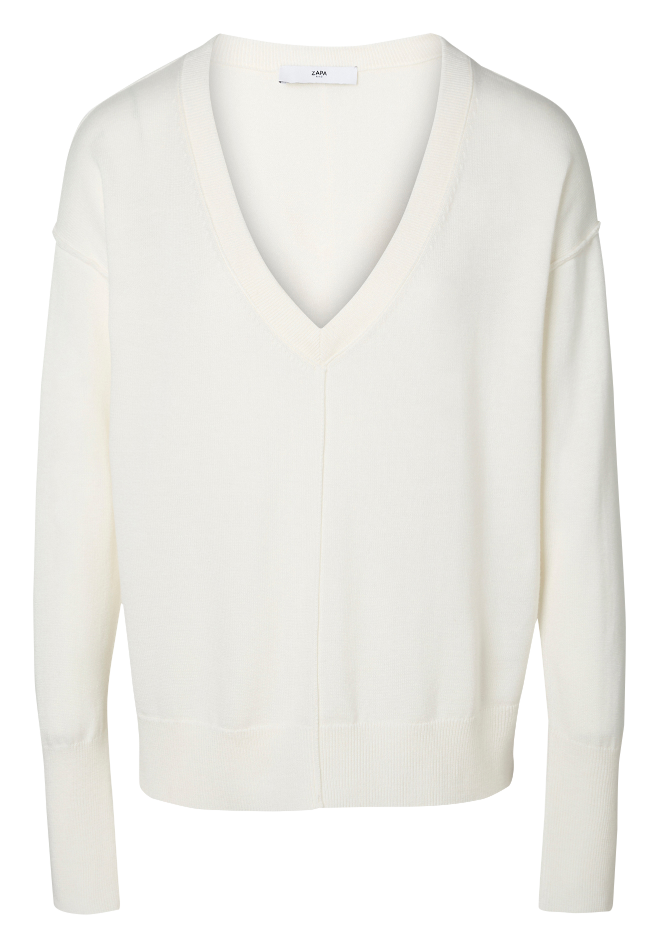 Fitted V-neck sweater ZAPA White
