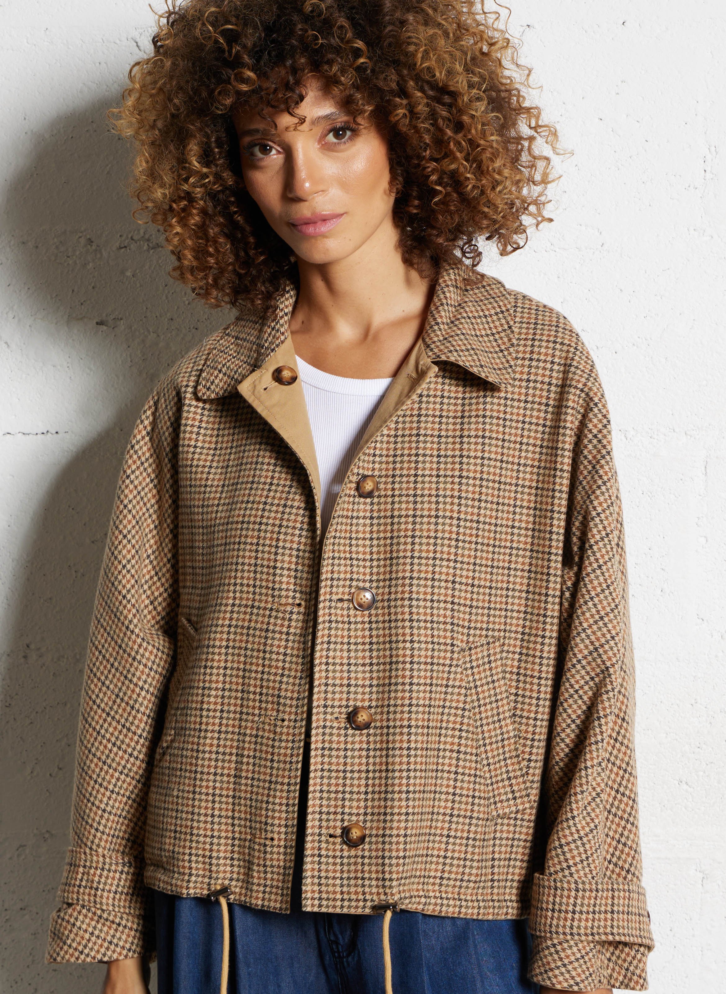 Parka col chemise en coton mélangé LA PETITE ETOILE Marron