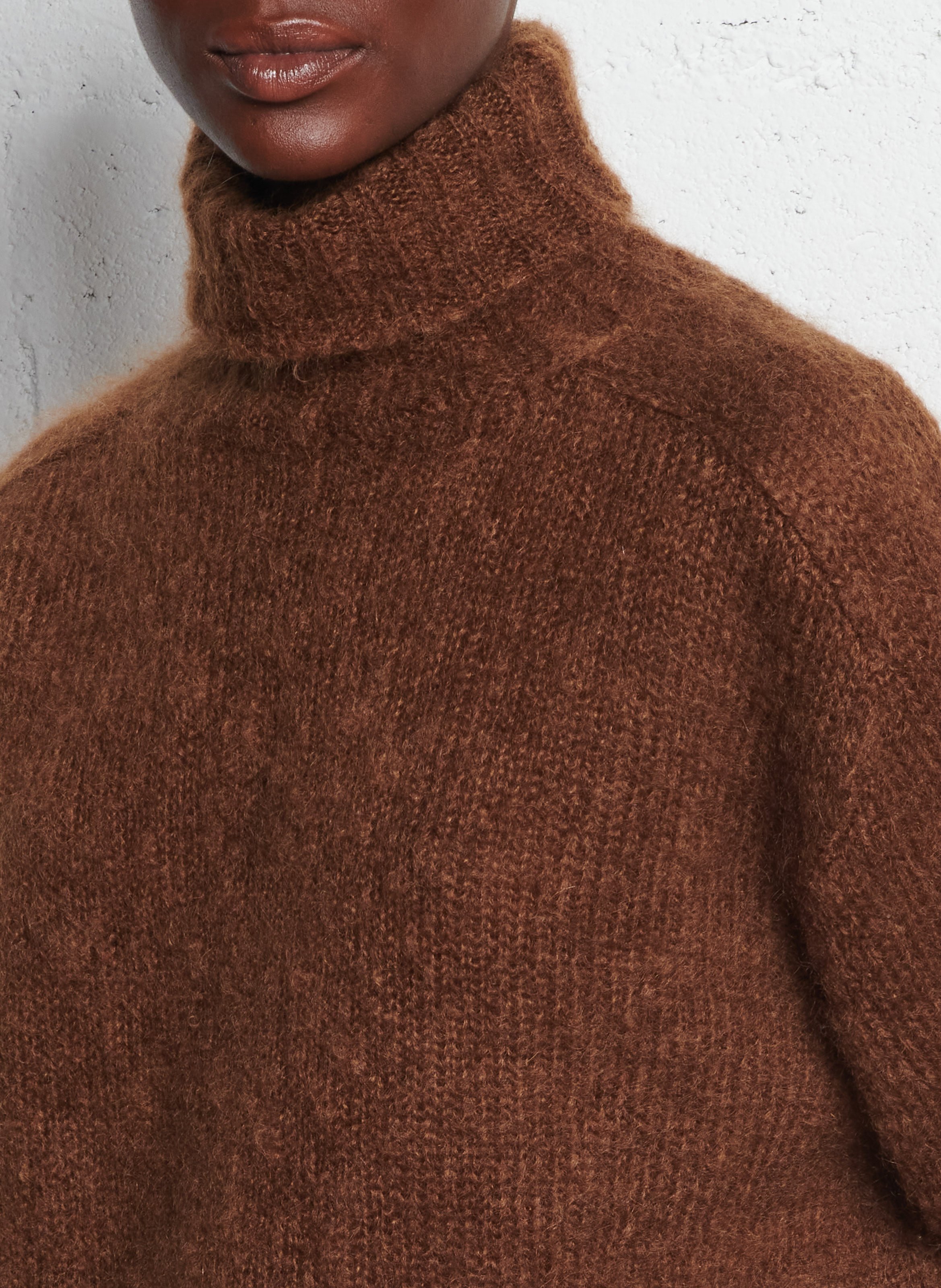 Pull col roulé en laine mélangée DES PETITS HAUTS Marron