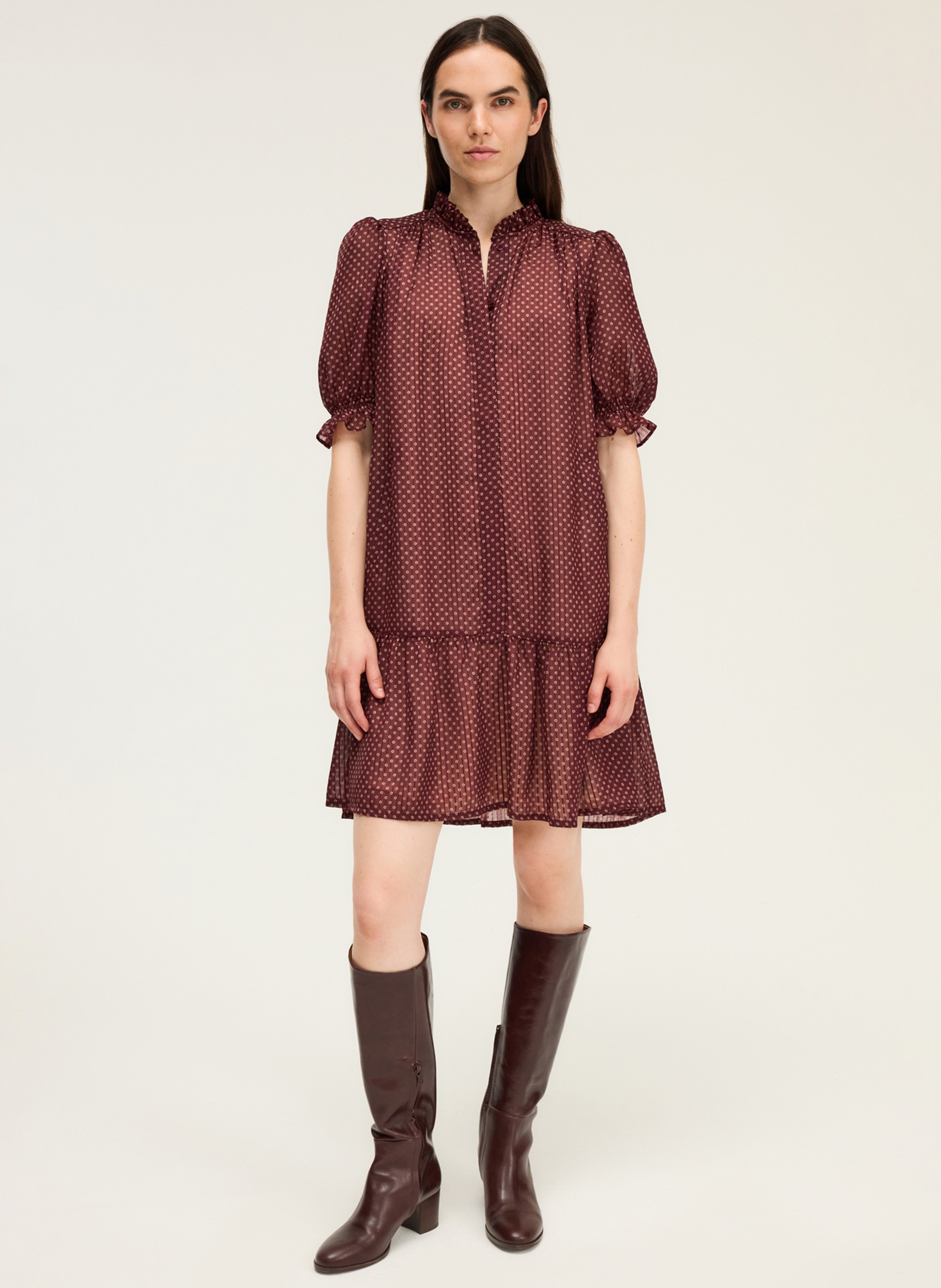 Fanny Juliette printed round-neck short dress PABLO Red