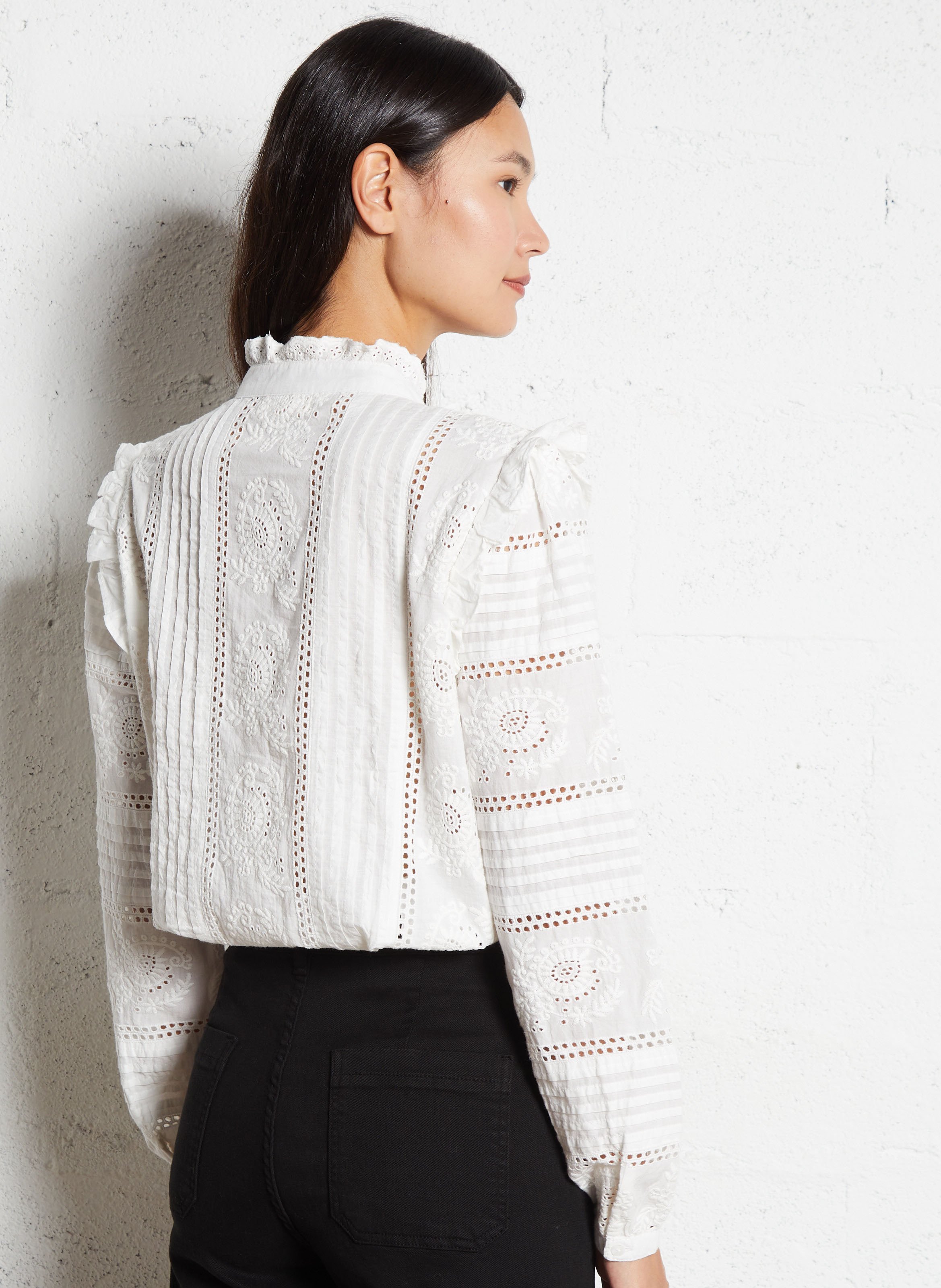 High-neck cotton shirt MAISON HOTEL Beige