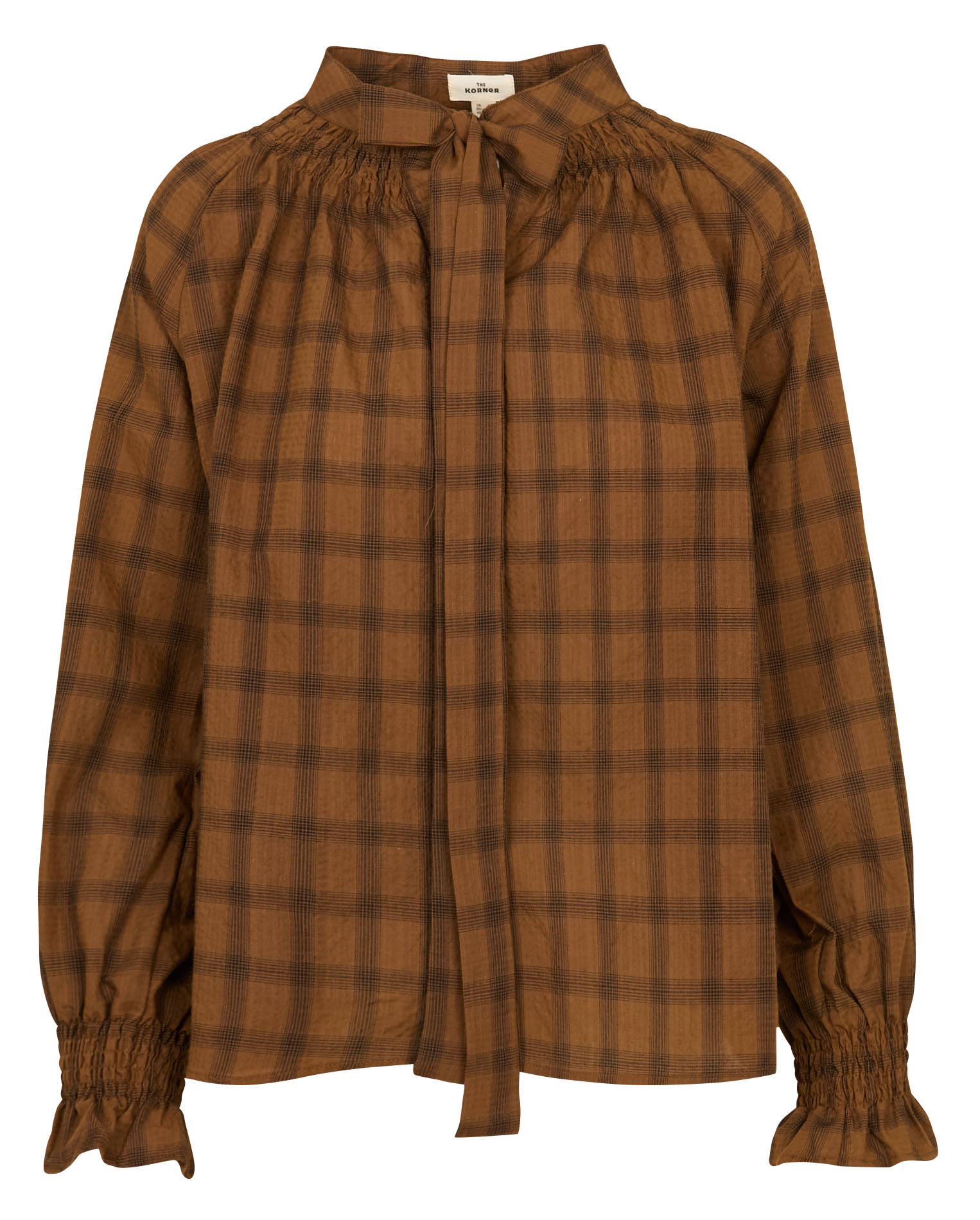 Baumwollbluse mit Schluppenkragen THE KORNER Braun