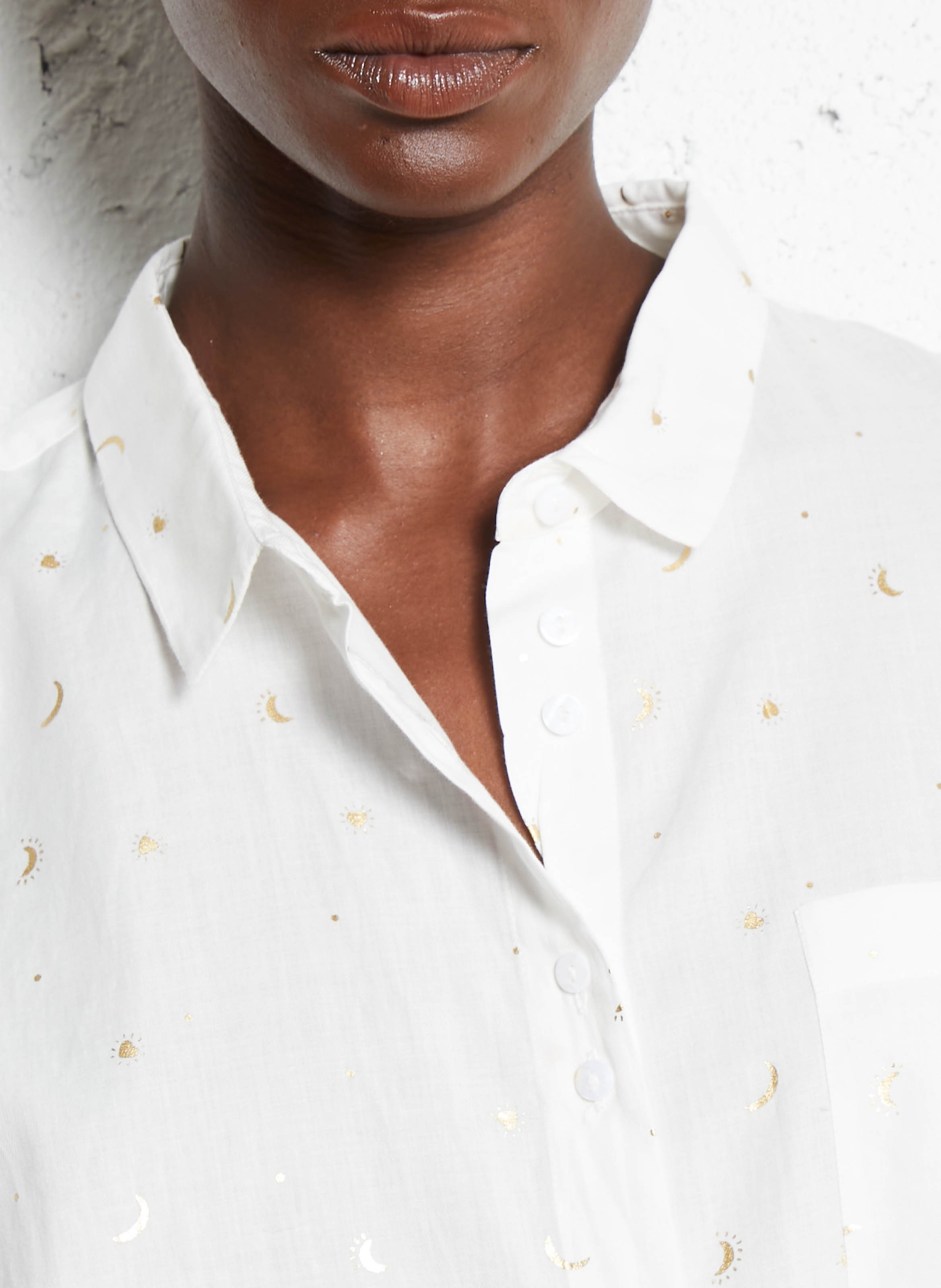 Straight printed cotton shirt White