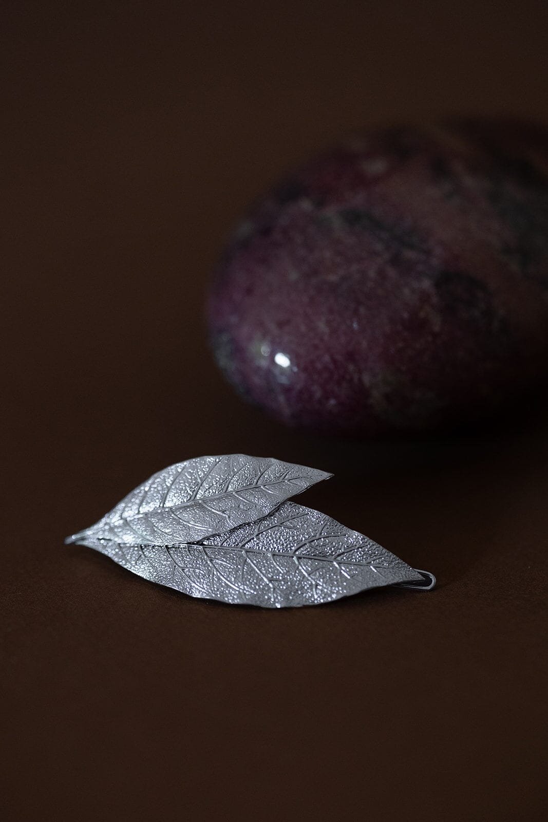 Maxi gold-plated leaf hair clip MONSIEUR SIMONE Silver